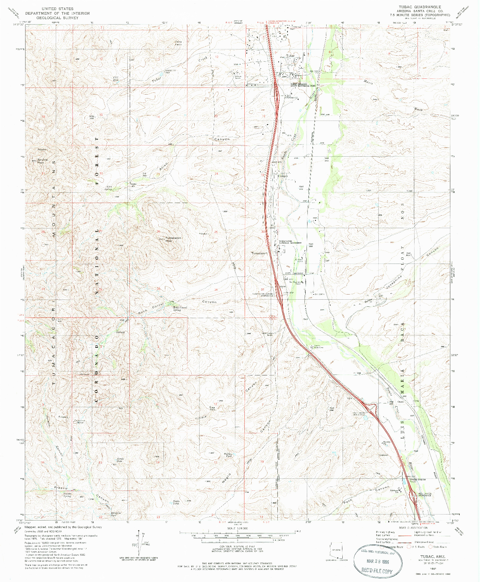 USGS 1:24000-SCALE QUADRANGLE FOR TUBAC, AZ 1981