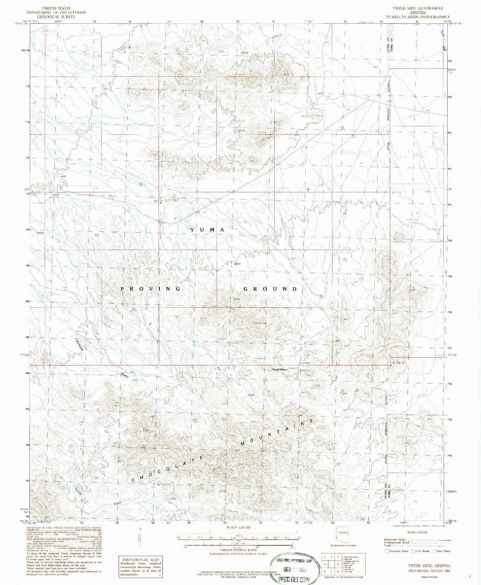 USGS 1:24000-SCALE QUADRANGLE FOR TWEED MINE, AZ 1986