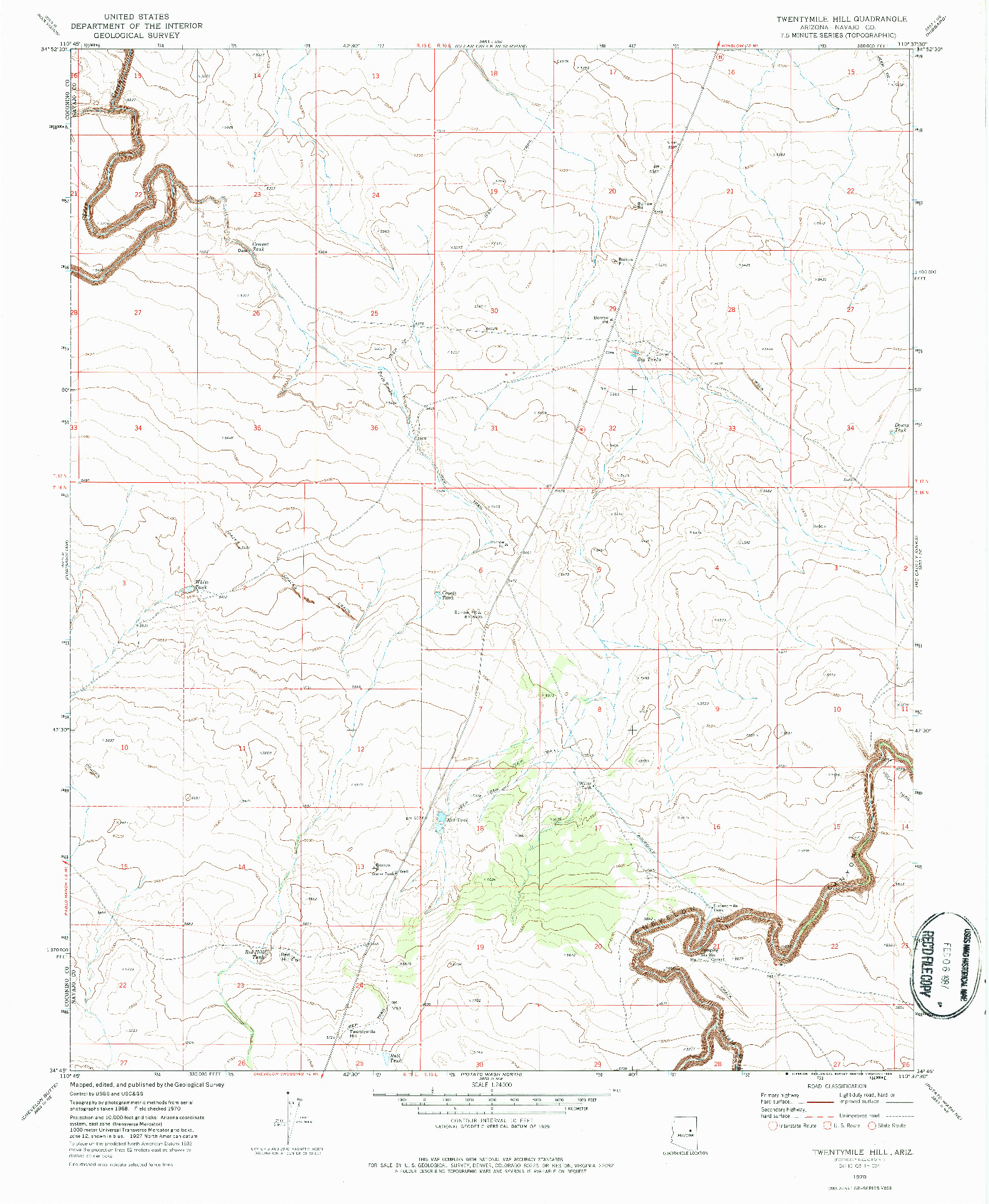 USGS 1:24000-SCALE QUADRANGLE FOR TWENTYMILE HILL, AZ 1970