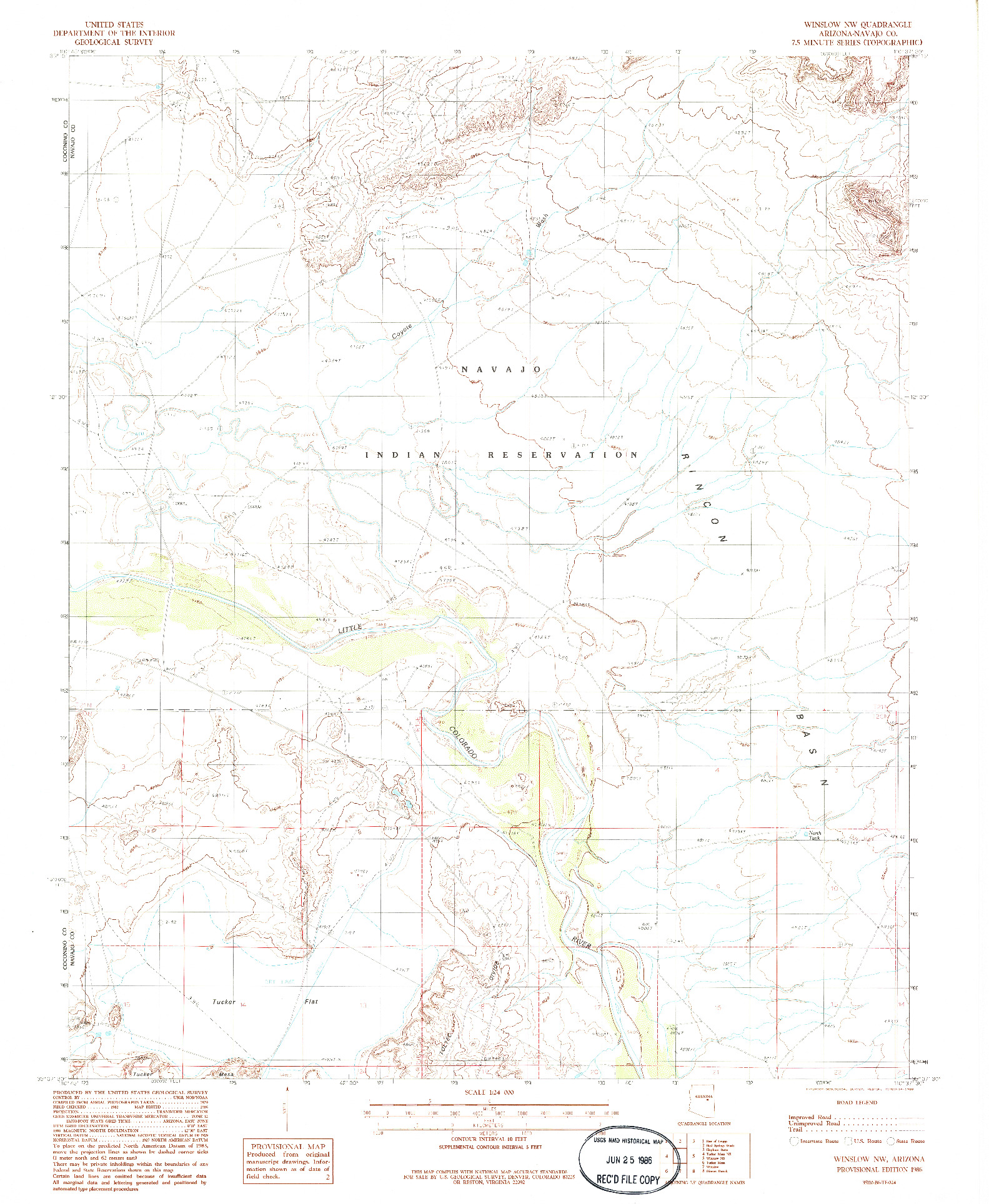 USGS 1:24000-SCALE QUADRANGLE FOR WINSLOW NW, AZ 1986