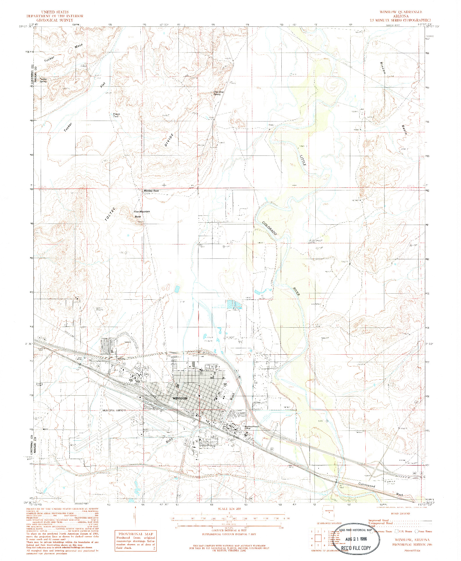 USGS 1:24000-SCALE QUADRANGLE FOR WINSLOW, AZ 1986