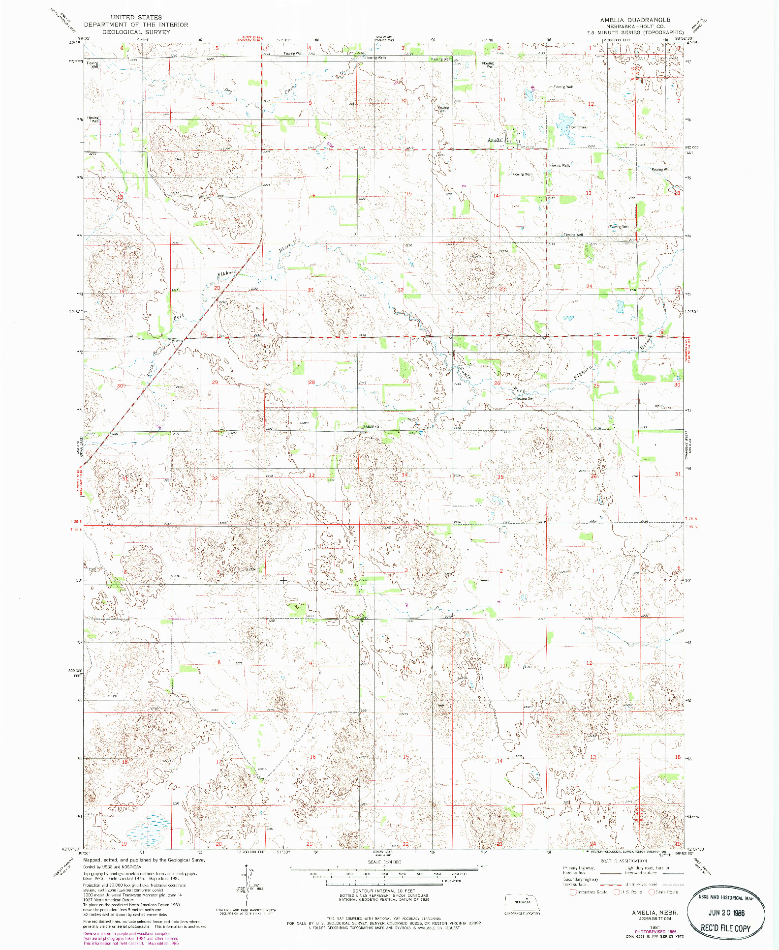 USGS 1:24000-SCALE QUADRANGLE FOR AMELIA, NE 1981