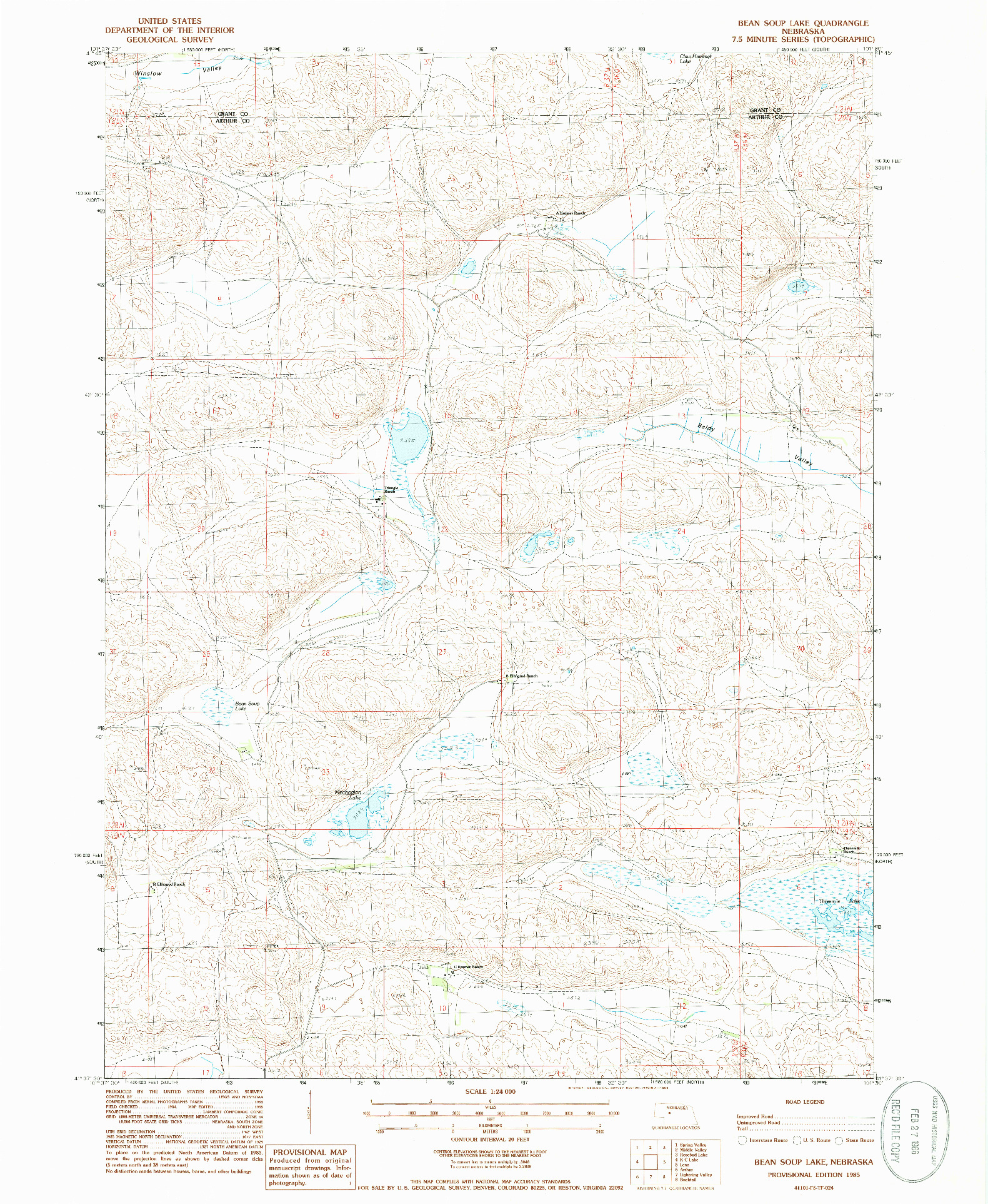 USGS 1:24000-SCALE QUADRANGLE FOR BEAN SOUP LAKE, NE 1985