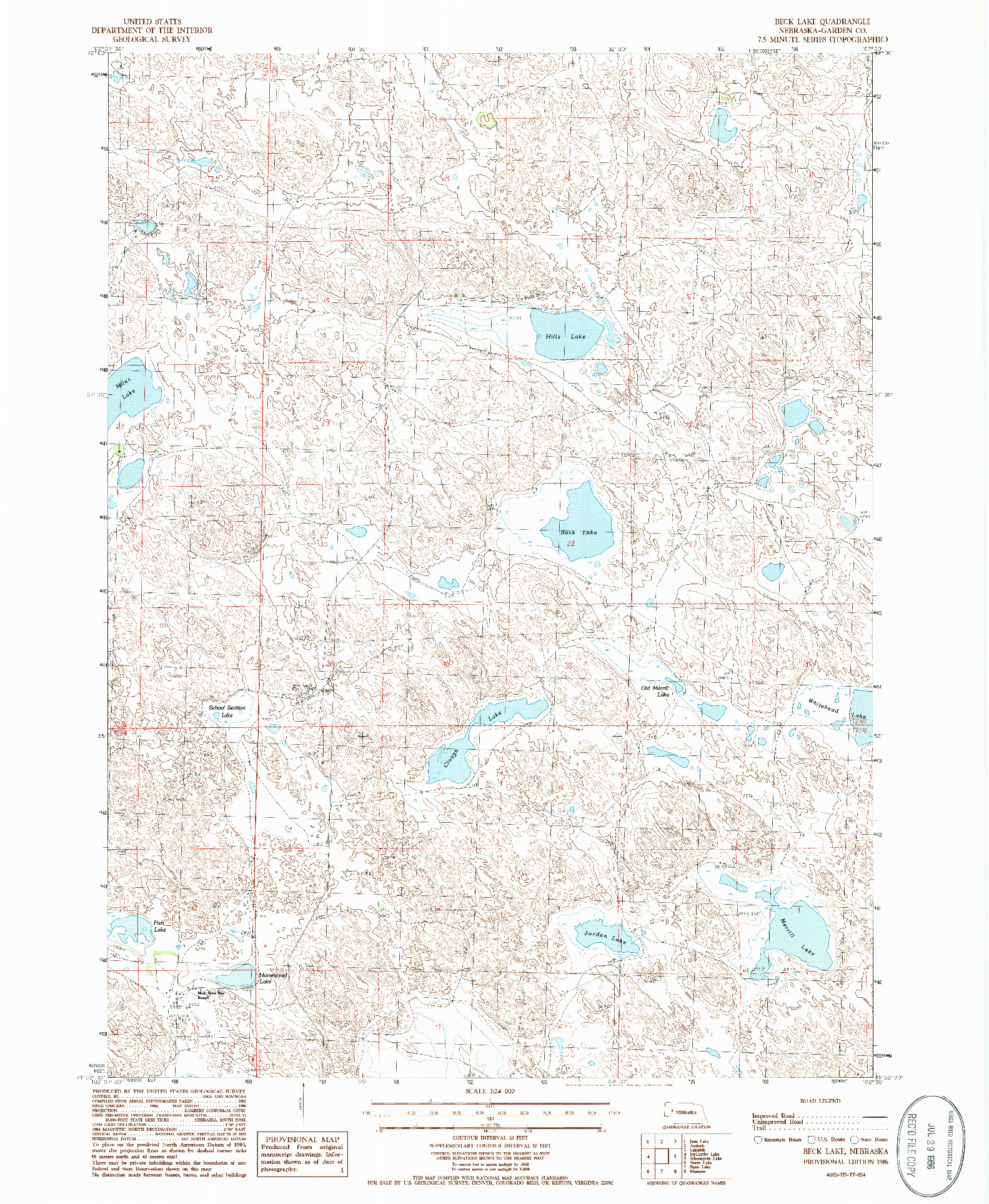 USGS 1:24000-SCALE QUADRANGLE FOR BECK LAKE, NE 1986