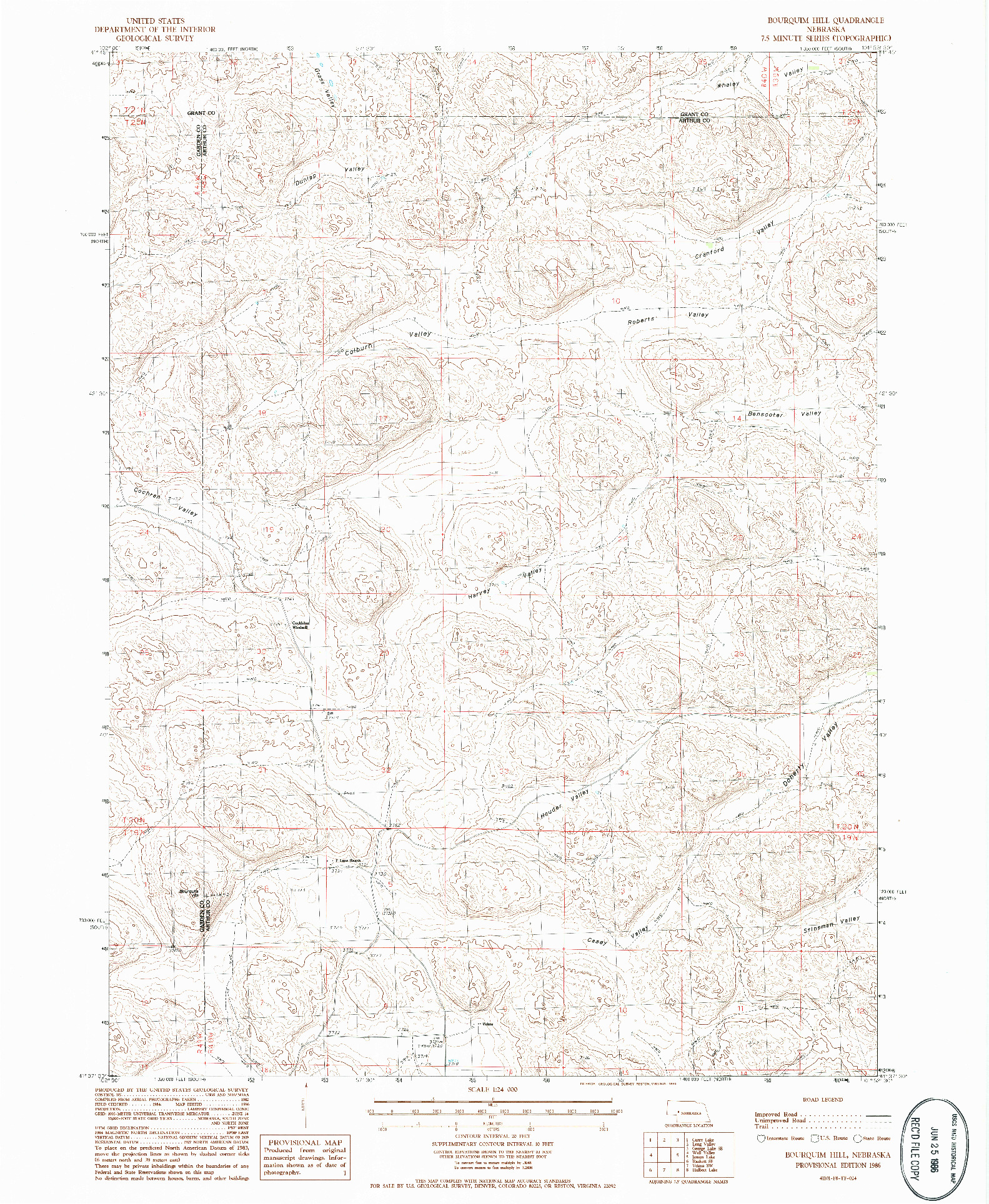 USGS 1:24000-SCALE QUADRANGLE FOR BOURQUIM HILL, NE 1986