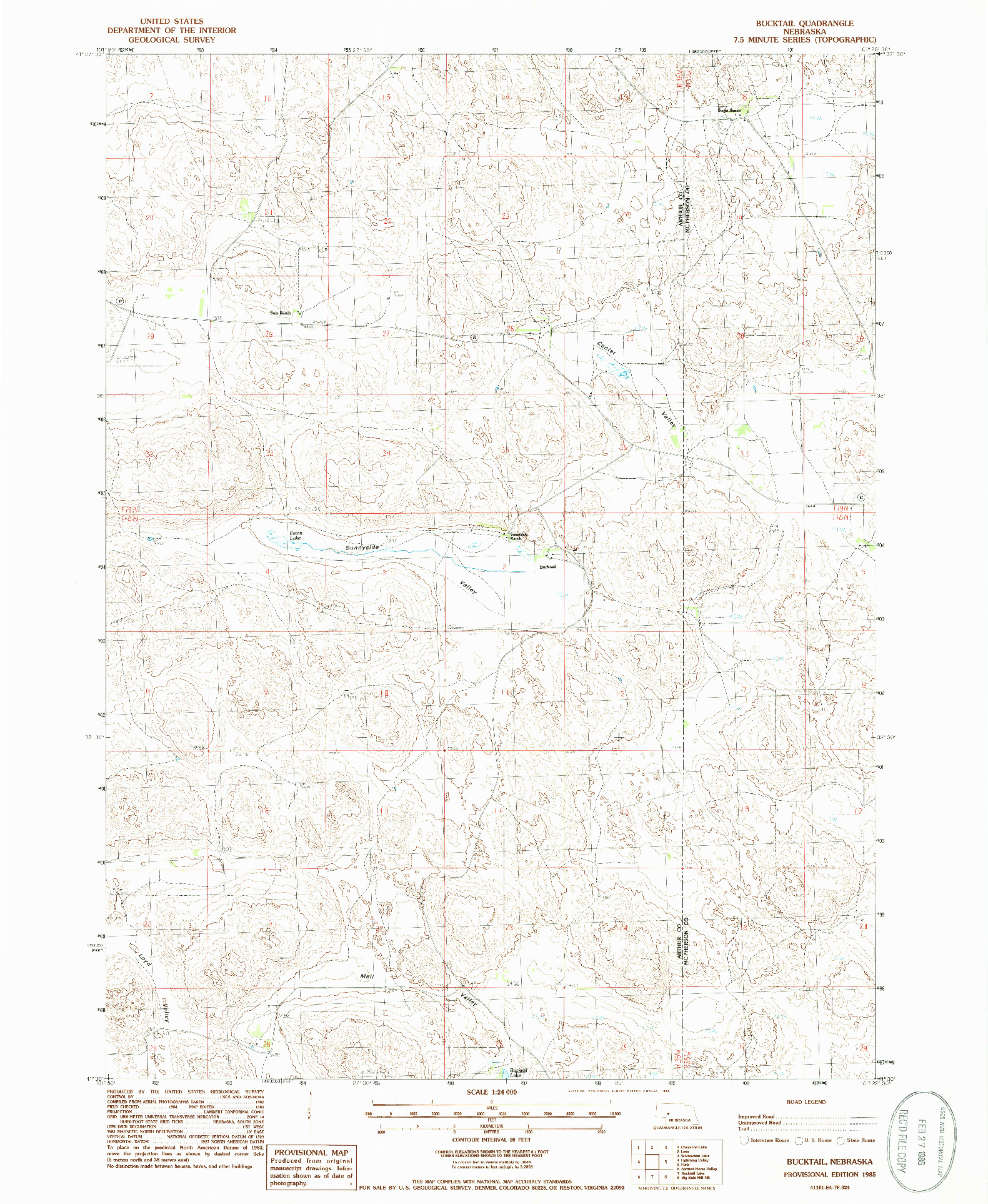 USGS 1:24000-SCALE QUADRANGLE FOR BUCKTAIL, NE 1985