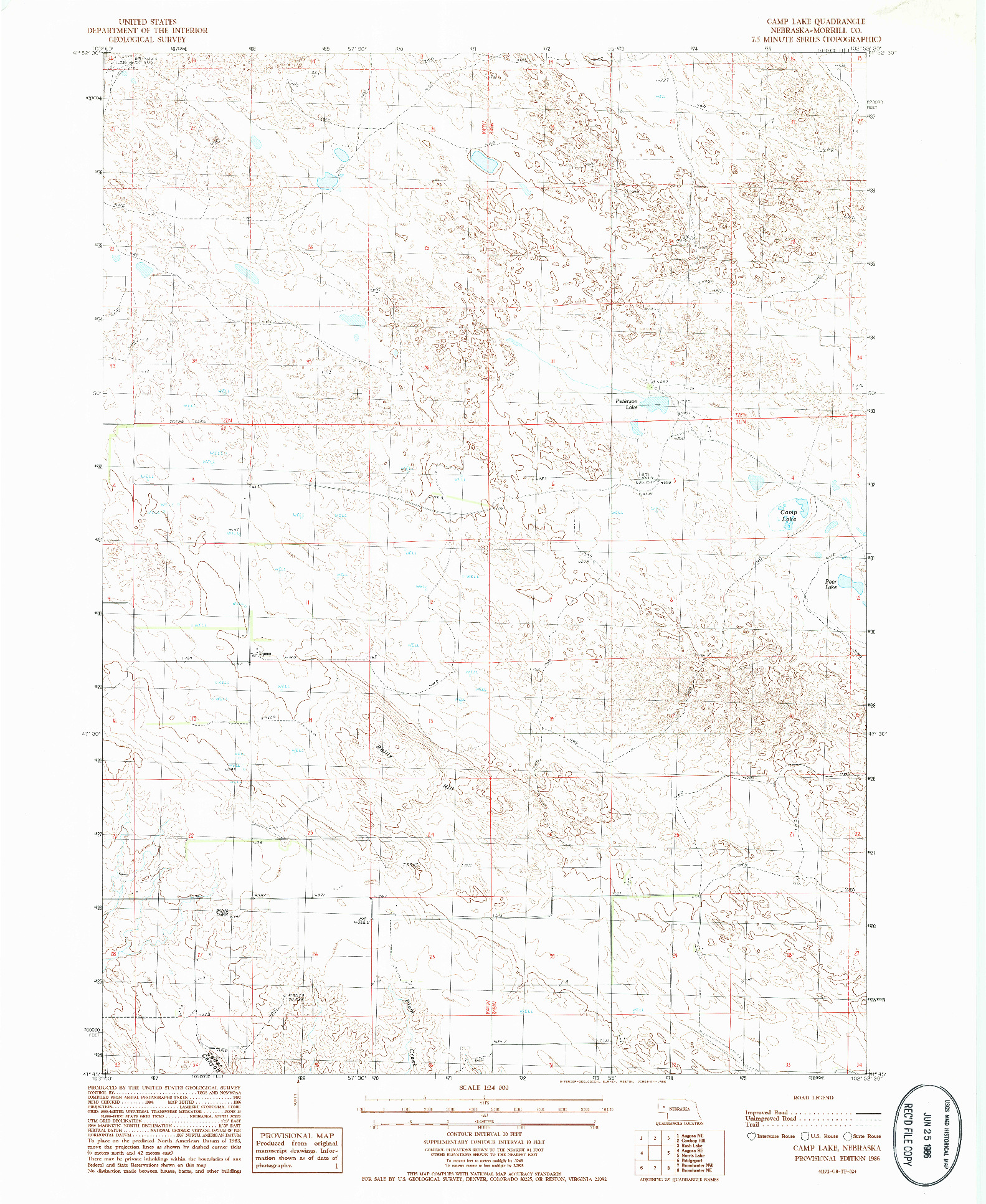 USGS 1:24000-SCALE QUADRANGLE FOR CAMP LAKE, NE 1986