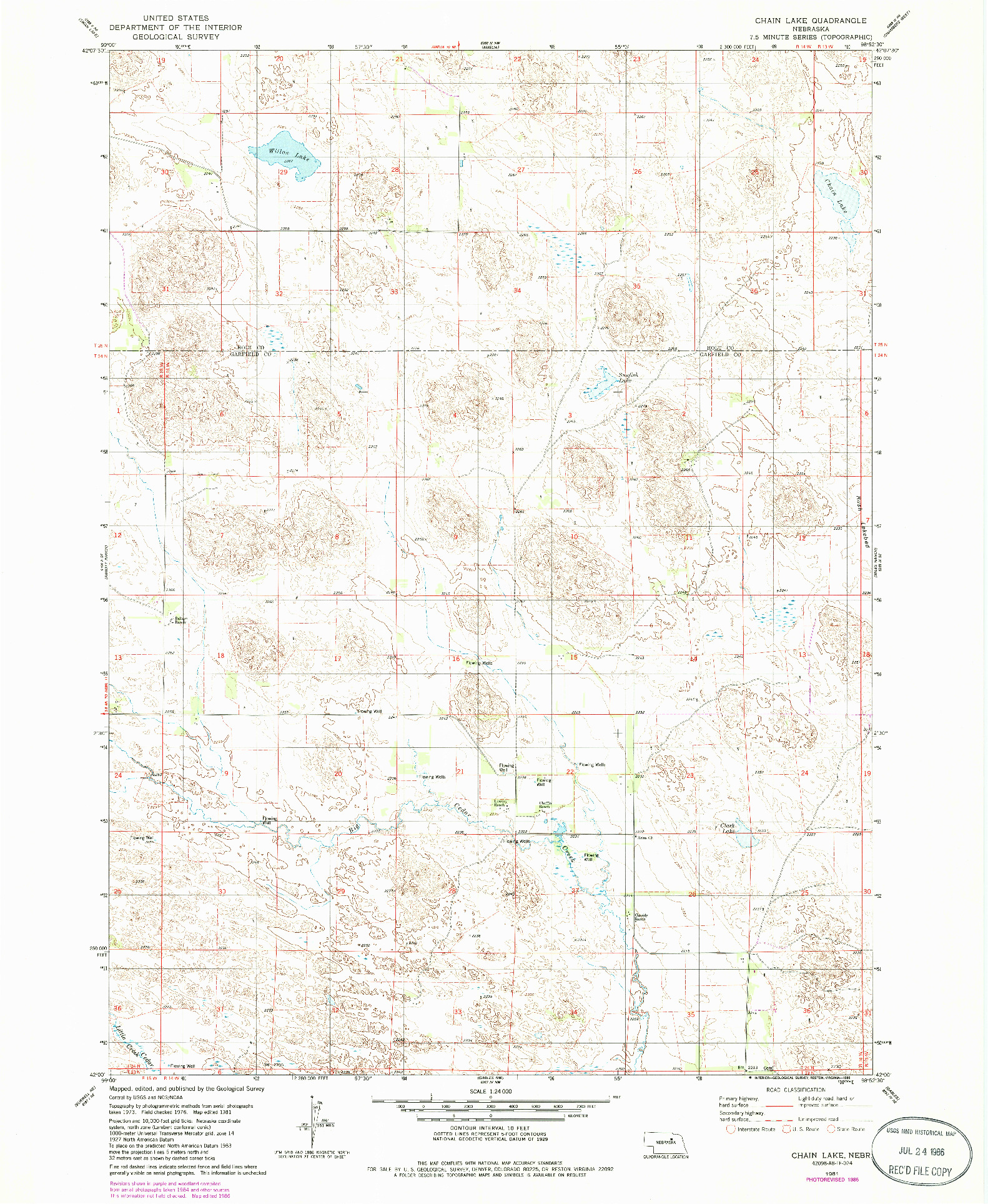 USGS 1:24000-SCALE QUADRANGLE FOR CHAIN LAKE, NE 1981