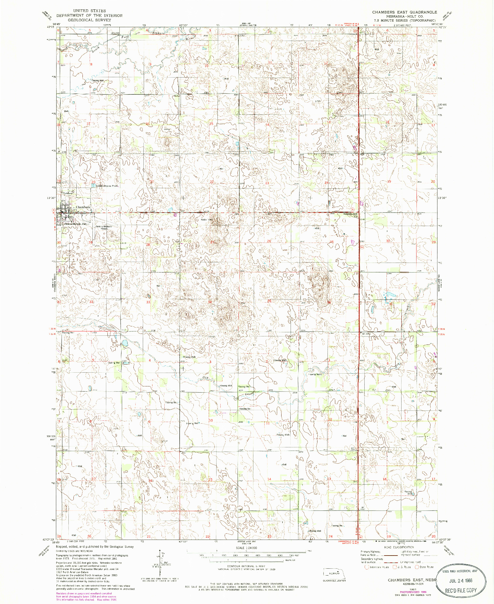 USGS 1:24000-SCALE QUADRANGLE FOR CHAMBERS EAST, NE 1981