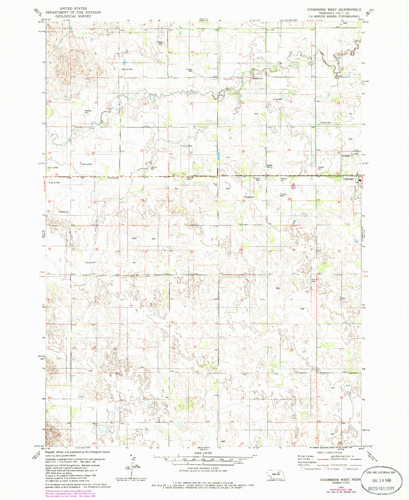 USGS 1:24000-SCALE QUADRANGLE FOR CHAMBERS WEST, NE 1981