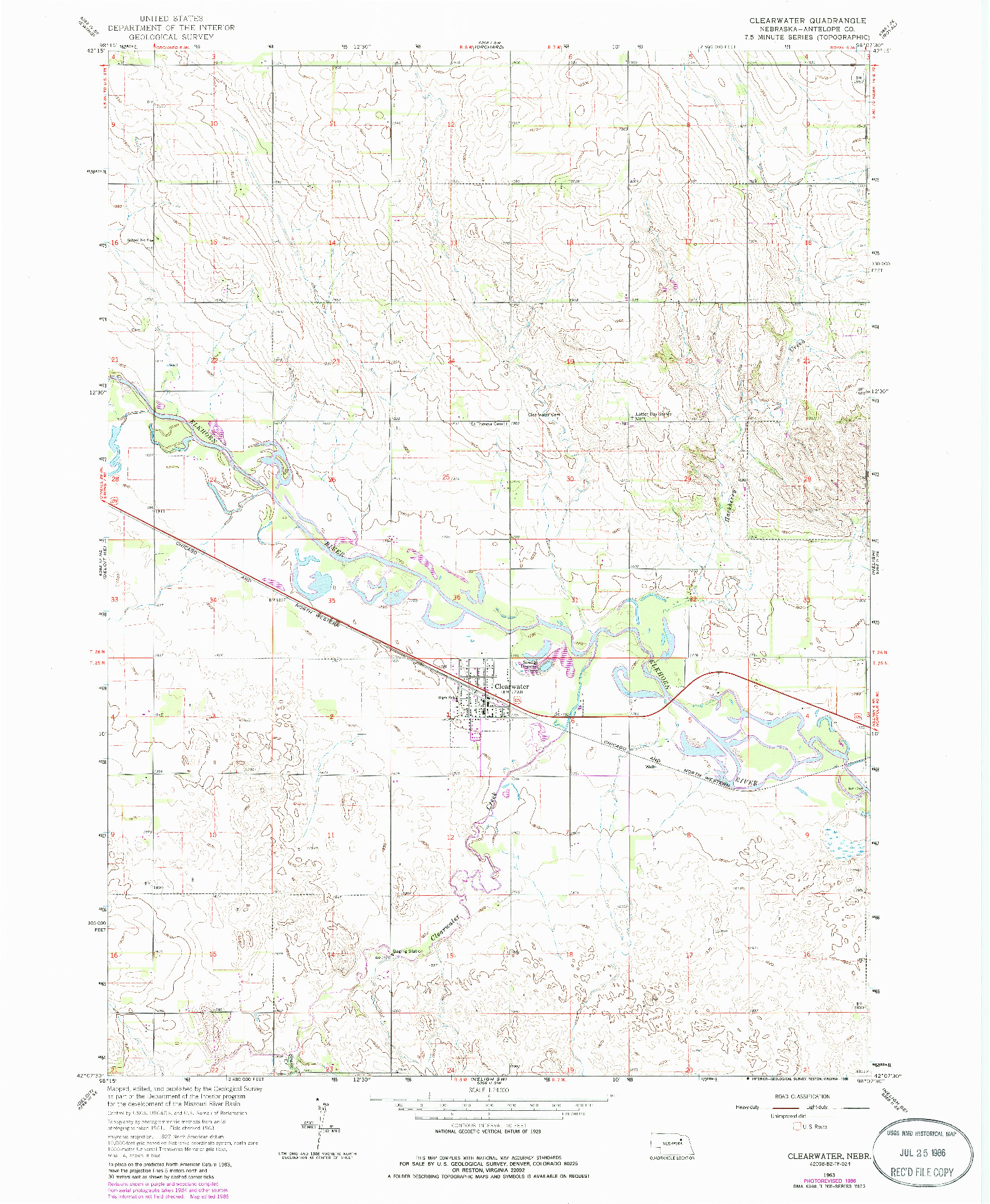 USGS 1:24000-SCALE QUADRANGLE FOR CLEARWATER, NE 1963