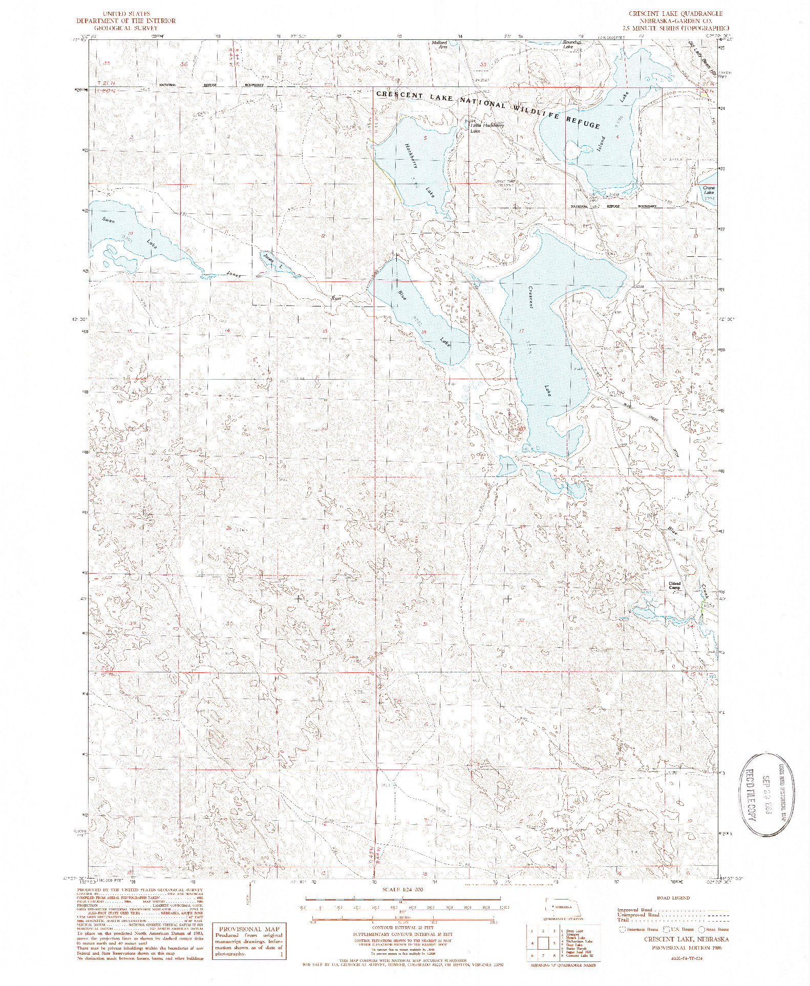 USGS 1:24000-SCALE QUADRANGLE FOR CRESCENT LAKE, NE 1986