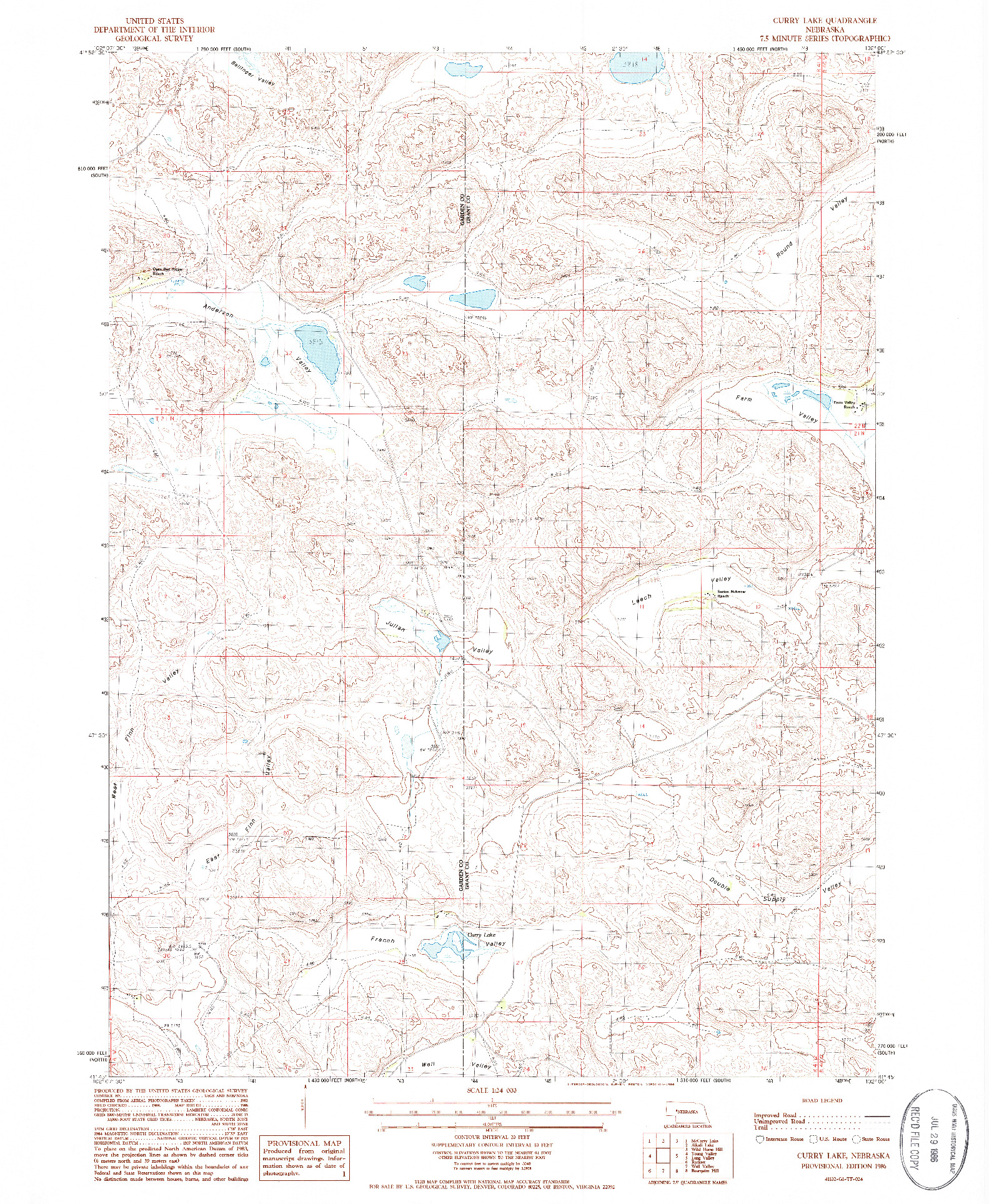 USGS 1:24000-SCALE QUADRANGLE FOR CURRY LAKE, NE 1986