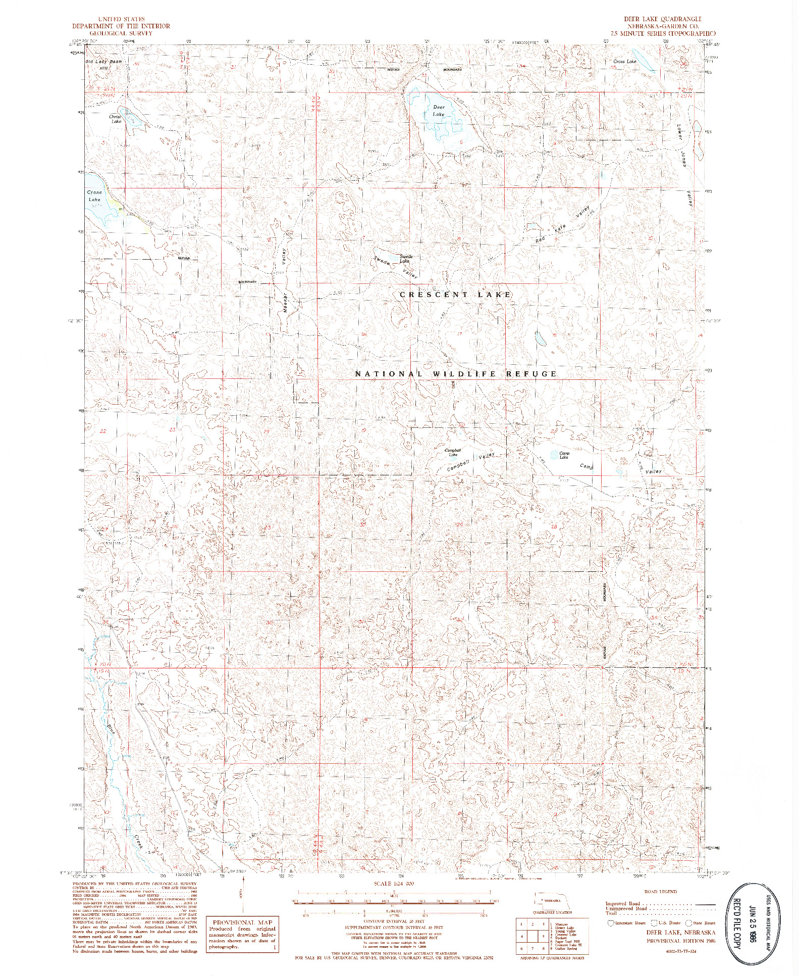 USGS 1:24000-SCALE QUADRANGLE FOR DEER LAKE, NE 1986