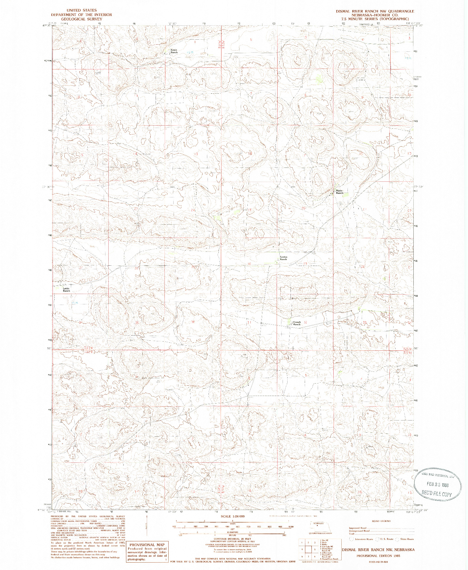 USGS 1:24000-SCALE QUADRANGLE FOR DISMAL RIVER RANCH NW, NE 1985