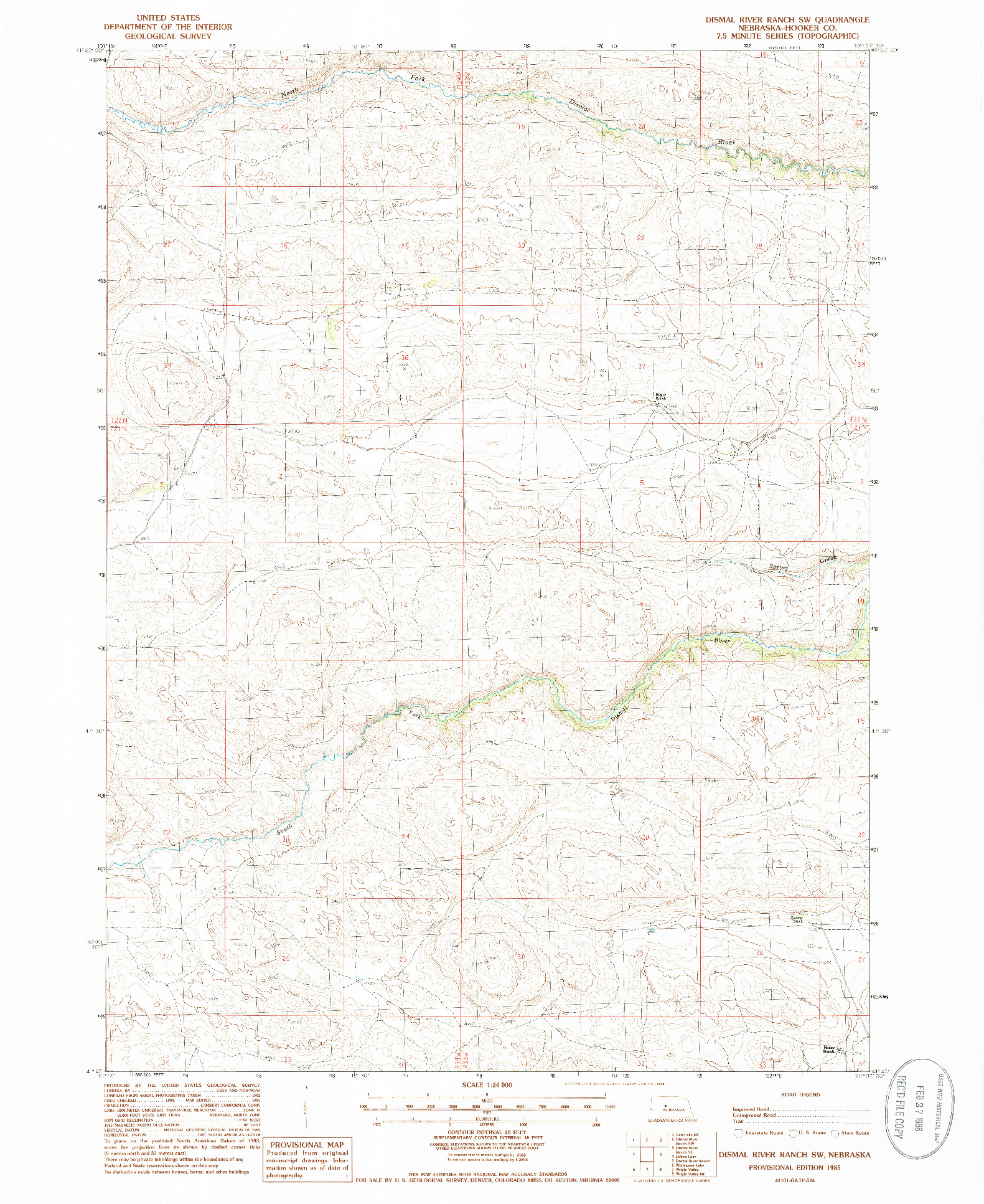 USGS 1:24000-SCALE QUADRANGLE FOR DISMAL RIVER RANCH SW, NE 1985