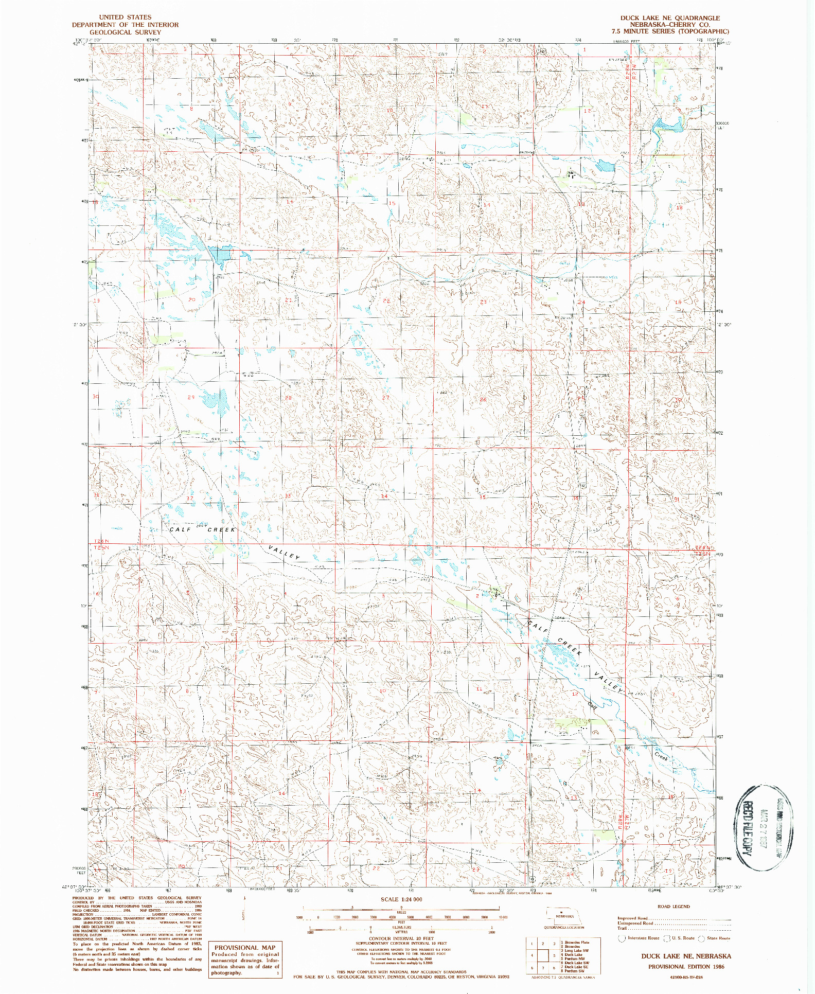 USGS 1:24000-SCALE QUADRANGLE FOR DUCK LAKE NE, NE 1986