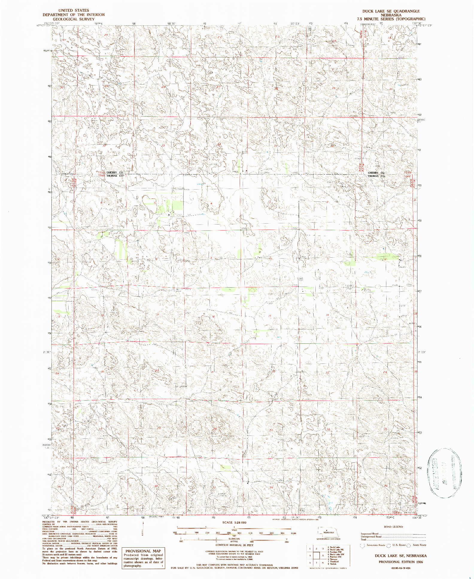 USGS 1:24000-SCALE QUADRANGLE FOR DUCK LAKE SE, NE 1986