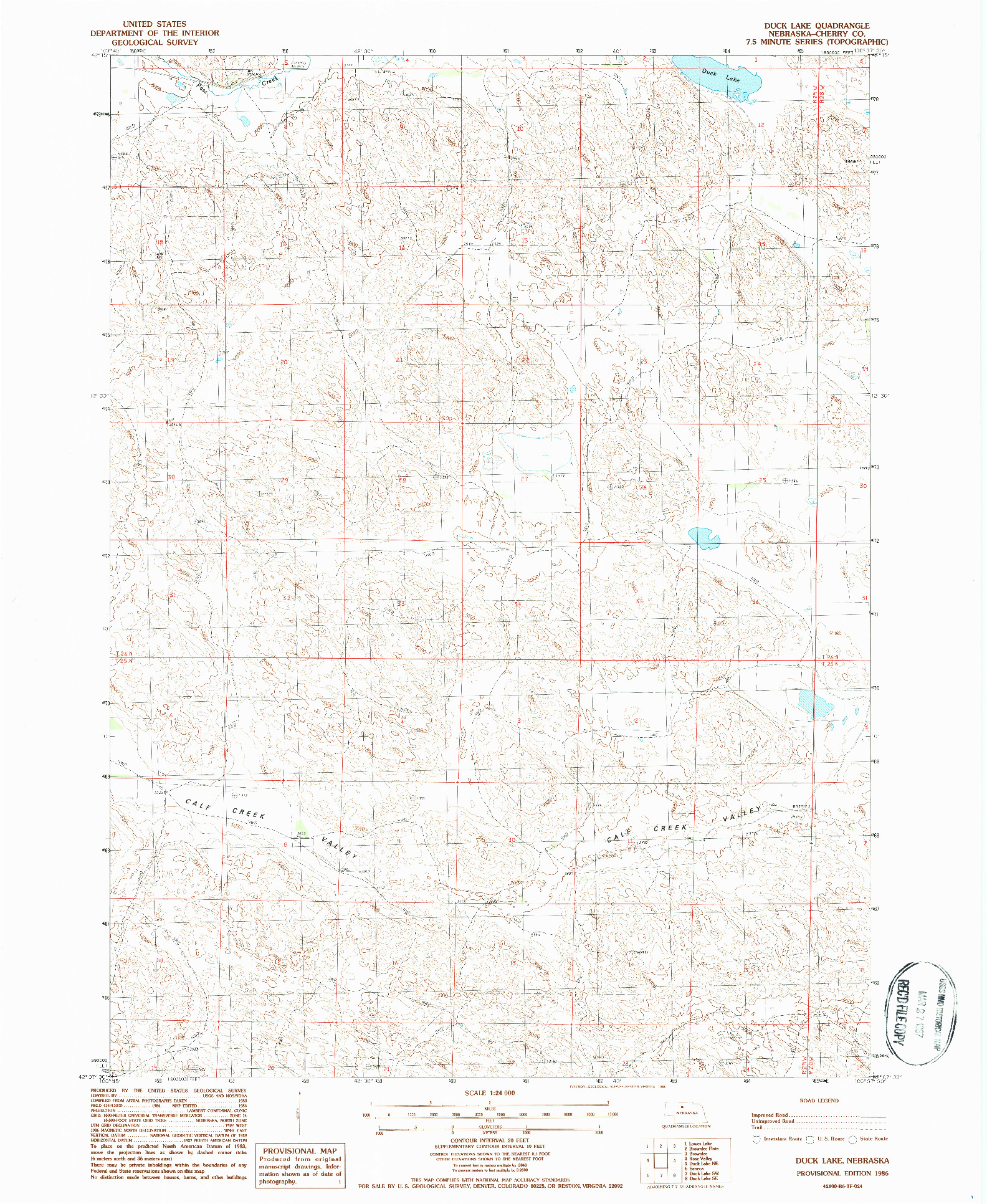 USGS 1:24000-SCALE QUADRANGLE FOR DUCK LAKE, NE 1986