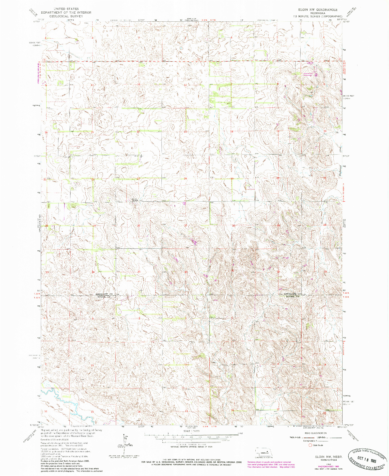 USGS 1:24000-SCALE QUADRANGLE FOR ELGIN NW, NE 1963