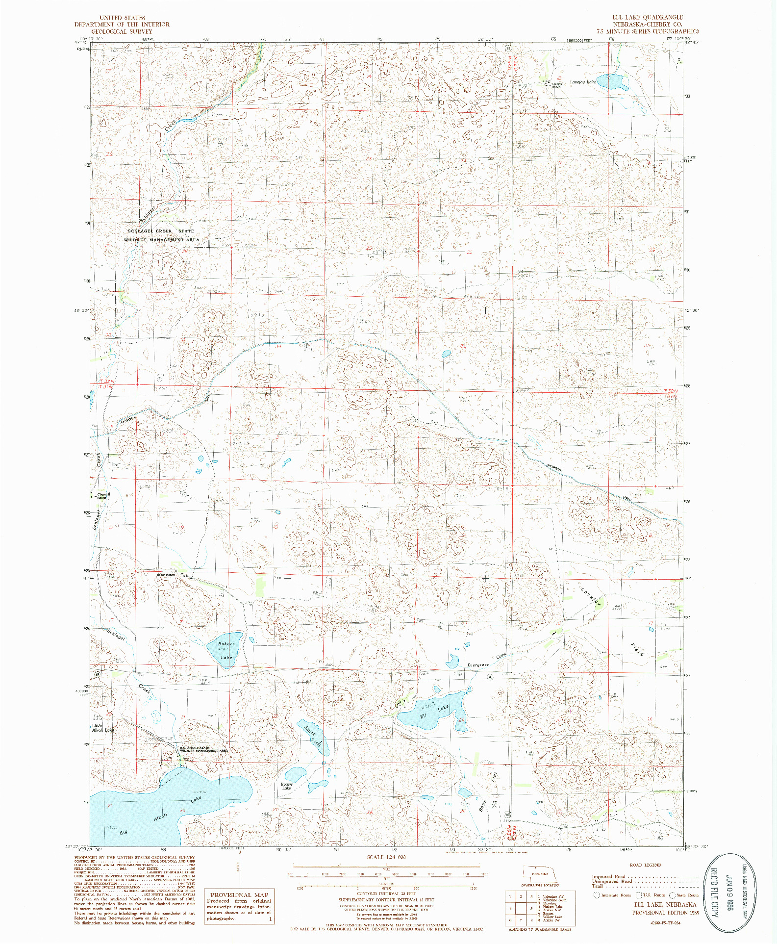 USGS 1:24000-SCALE QUADRANGLE FOR ELL LAKE, NE 1985