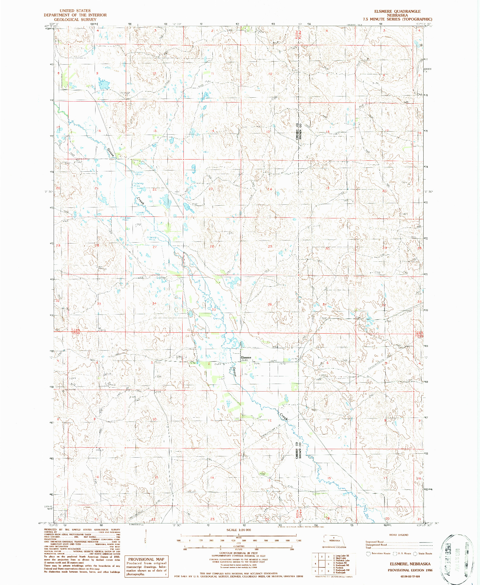 USGS 1:24000-SCALE QUADRANGLE FOR ELSMERE, NE 1986