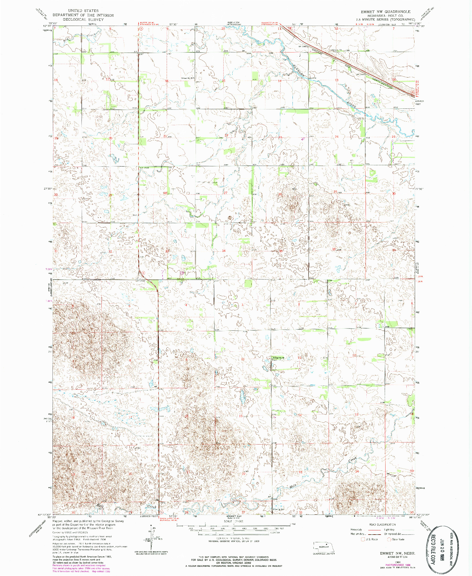 USGS 1:24000-SCALE QUADRANGLE FOR EMMET NW, NE 1964