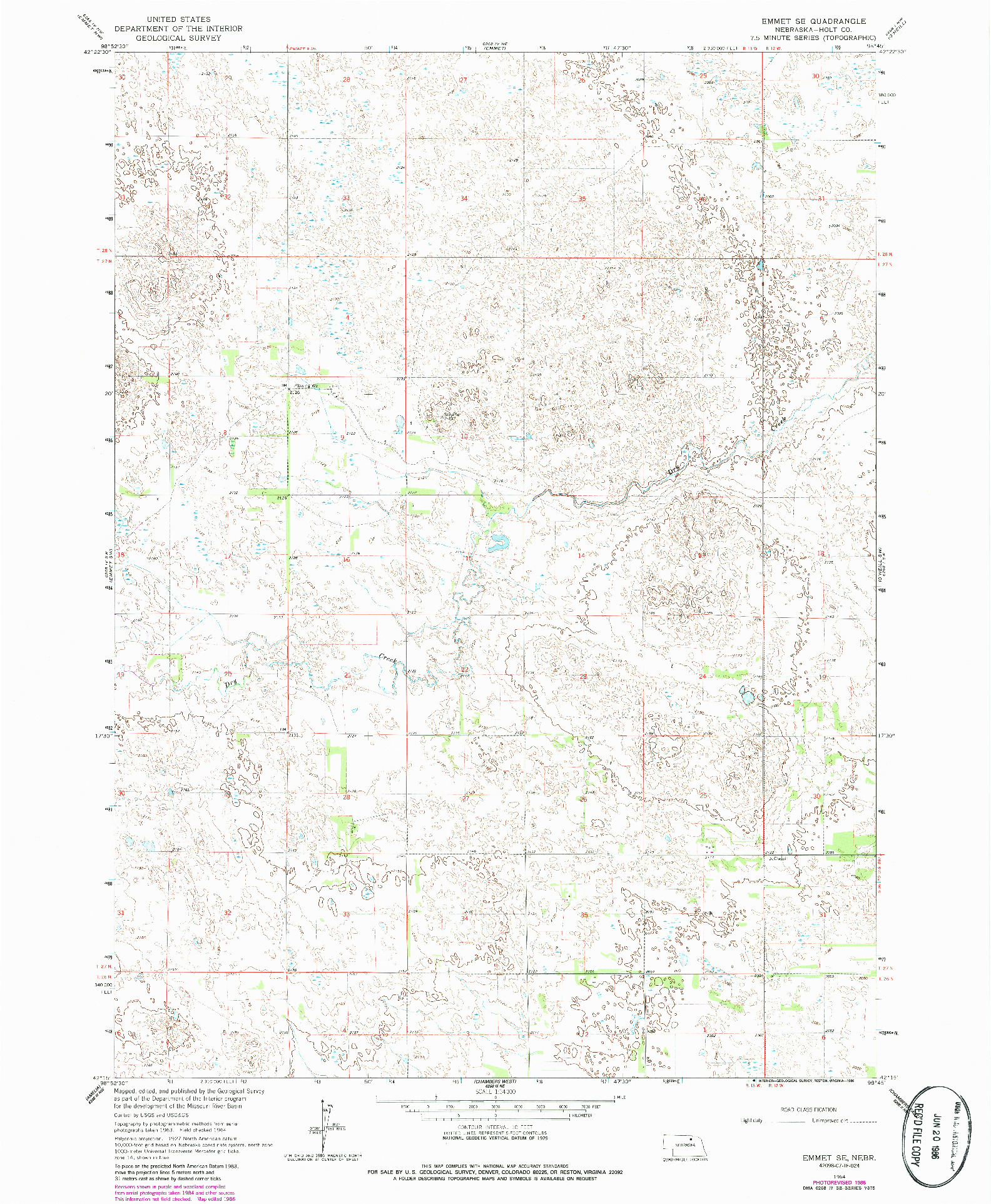 USGS 1:24000-SCALE QUADRANGLE FOR EMMET SE, NE 1964