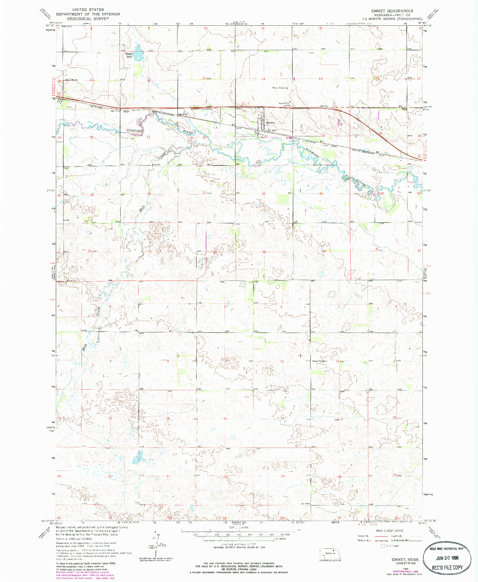 USGS 1:24000-SCALE QUADRANGLE FOR EMMET, NE 1964