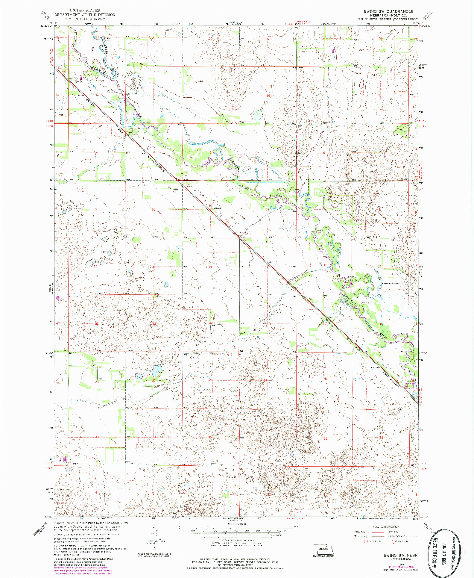 USGS 1:24000-SCALE QUADRANGLE FOR EWING SW, NE 1963