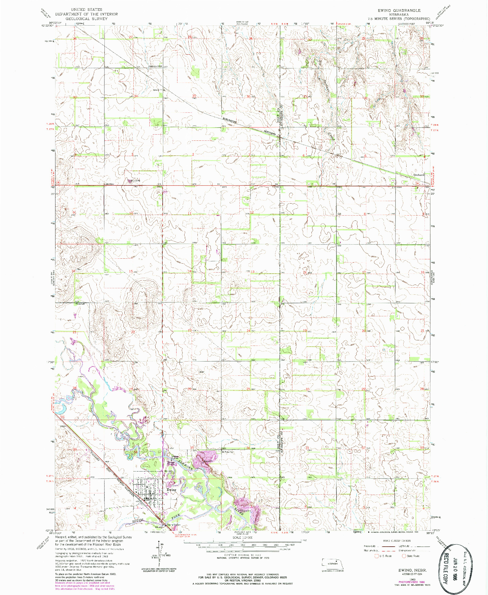 USGS 1:24000-SCALE QUADRANGLE FOR EWING, NE 1963