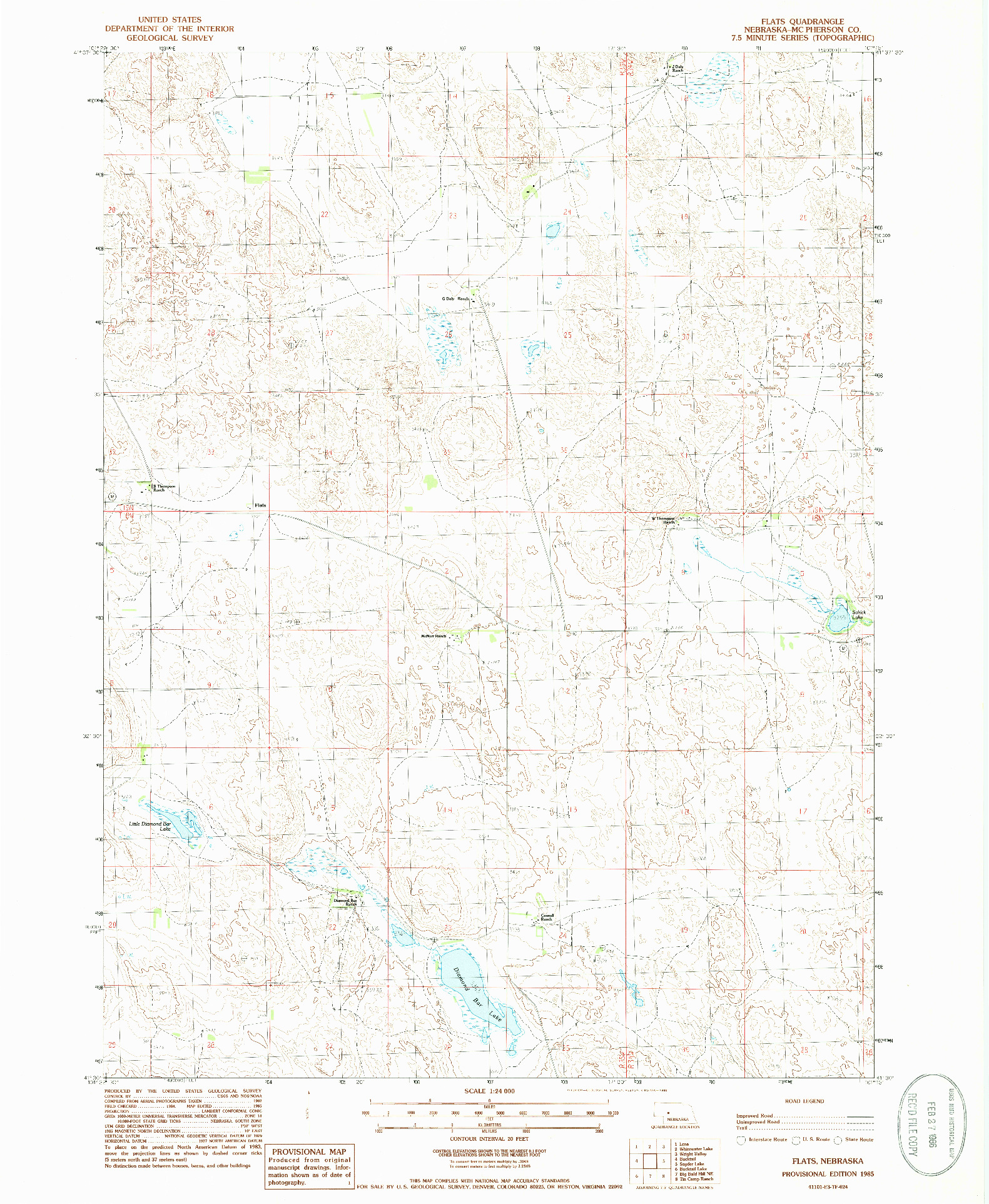 USGS 1:24000-SCALE QUADRANGLE FOR FLATS, NE 1985