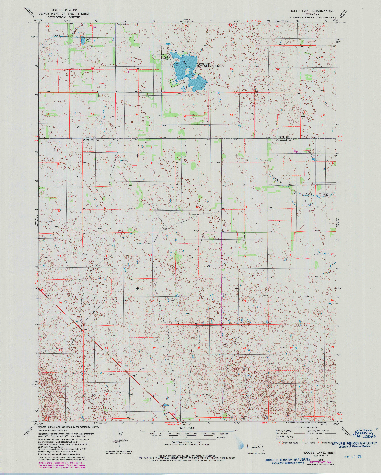 USGS 1:24000-SCALE QUADRANGLE FOR GOOSE LAKE, NE 1981