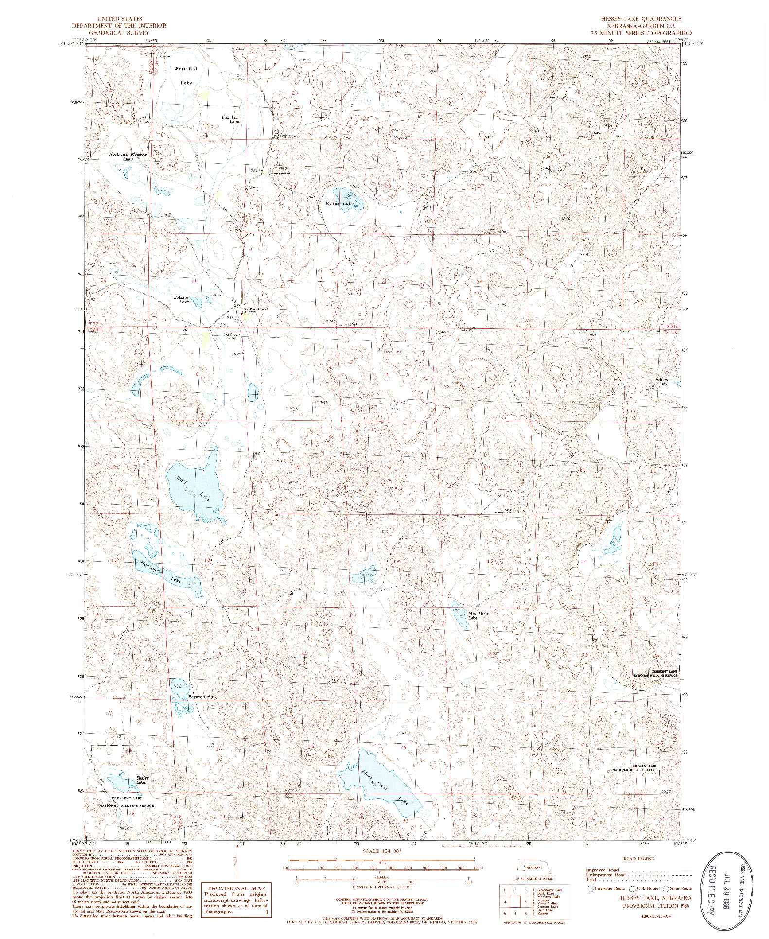 USGS 1:24000-SCALE QUADRANGLE FOR HESSEY LAKE, NE 1986