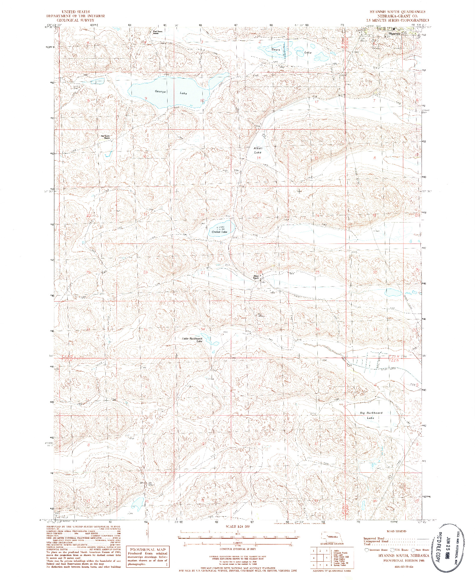 USGS 1:24000-SCALE QUADRANGLE FOR HYANNIS SOUTH, NE 1986