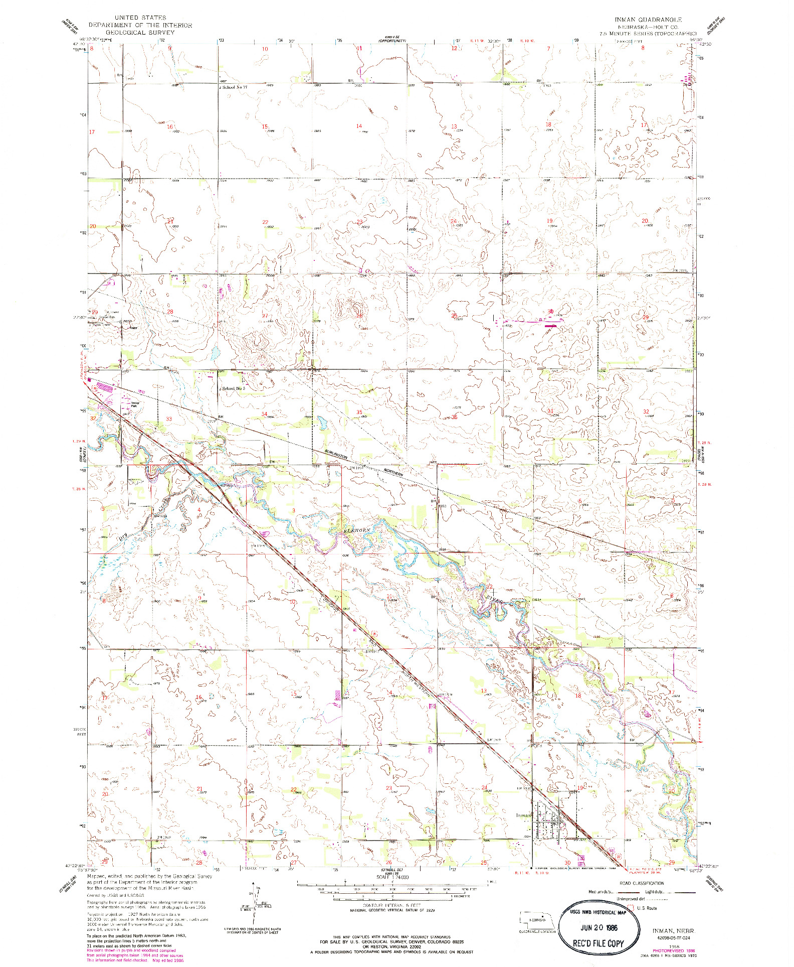 USGS 1:24000-SCALE QUADRANGLE FOR INMAN, NE 1958