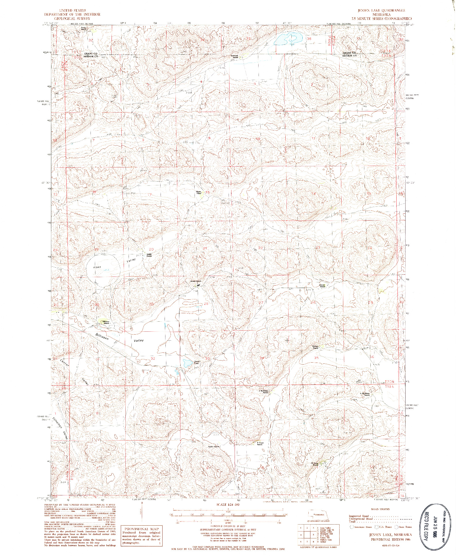 USGS 1:24000-SCALE QUADRANGLE FOR JENSEN LAKE, NE 1986