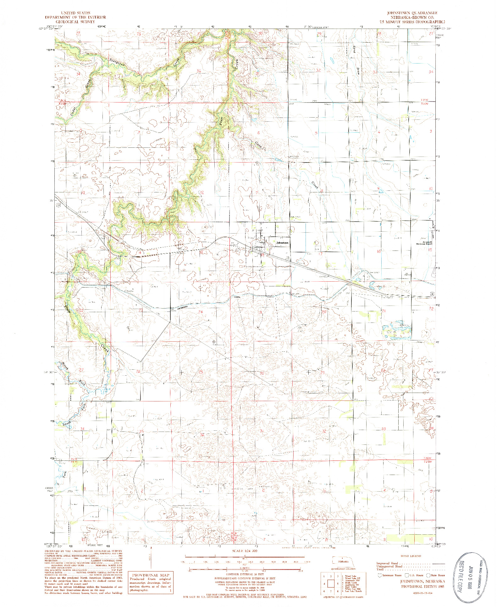 USGS 1:24000-SCALE QUADRANGLE FOR JOHNSTOWN, NE 1985