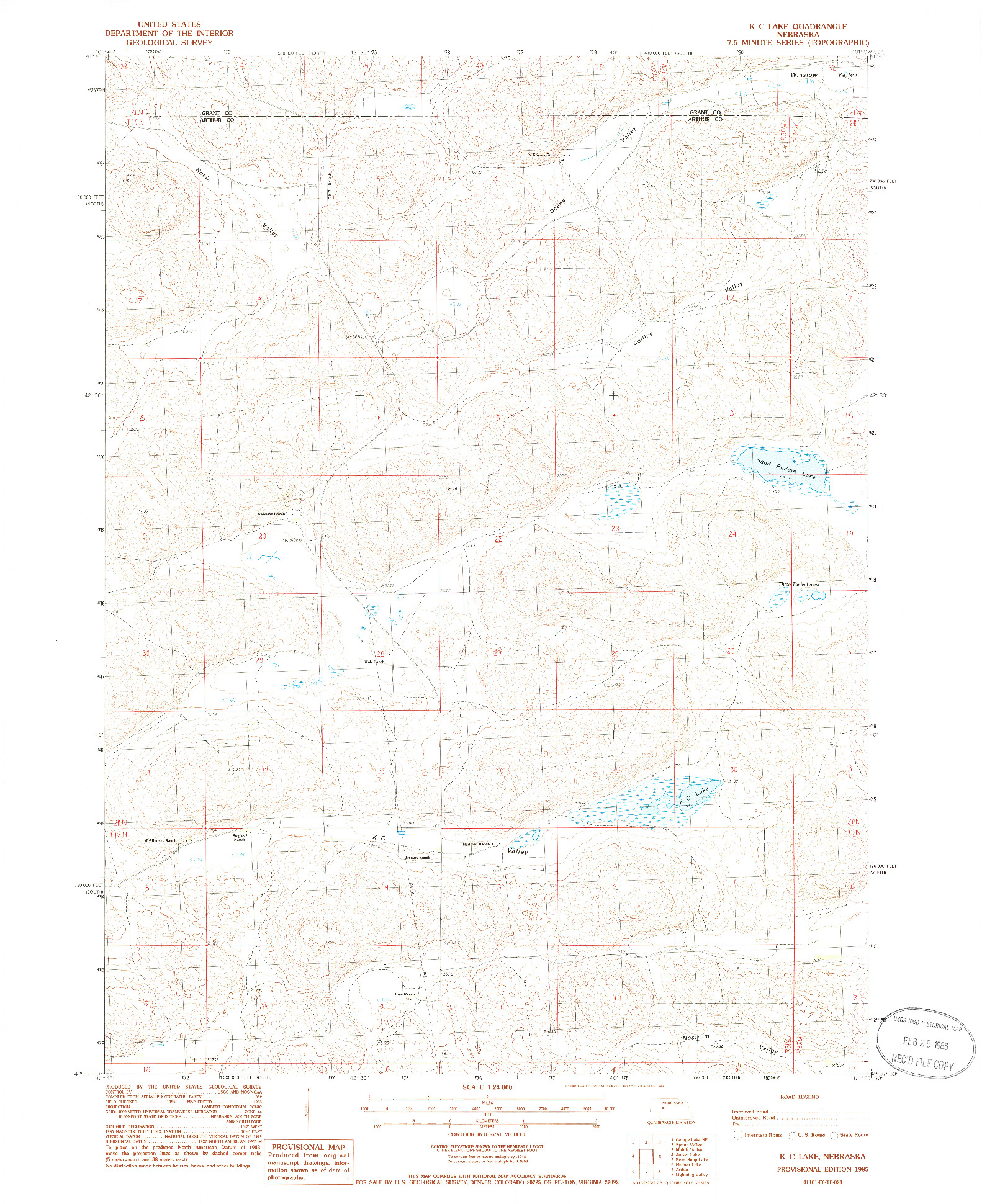 USGS 1:24000-SCALE QUADRANGLE FOR K C LAKE, NE 1985