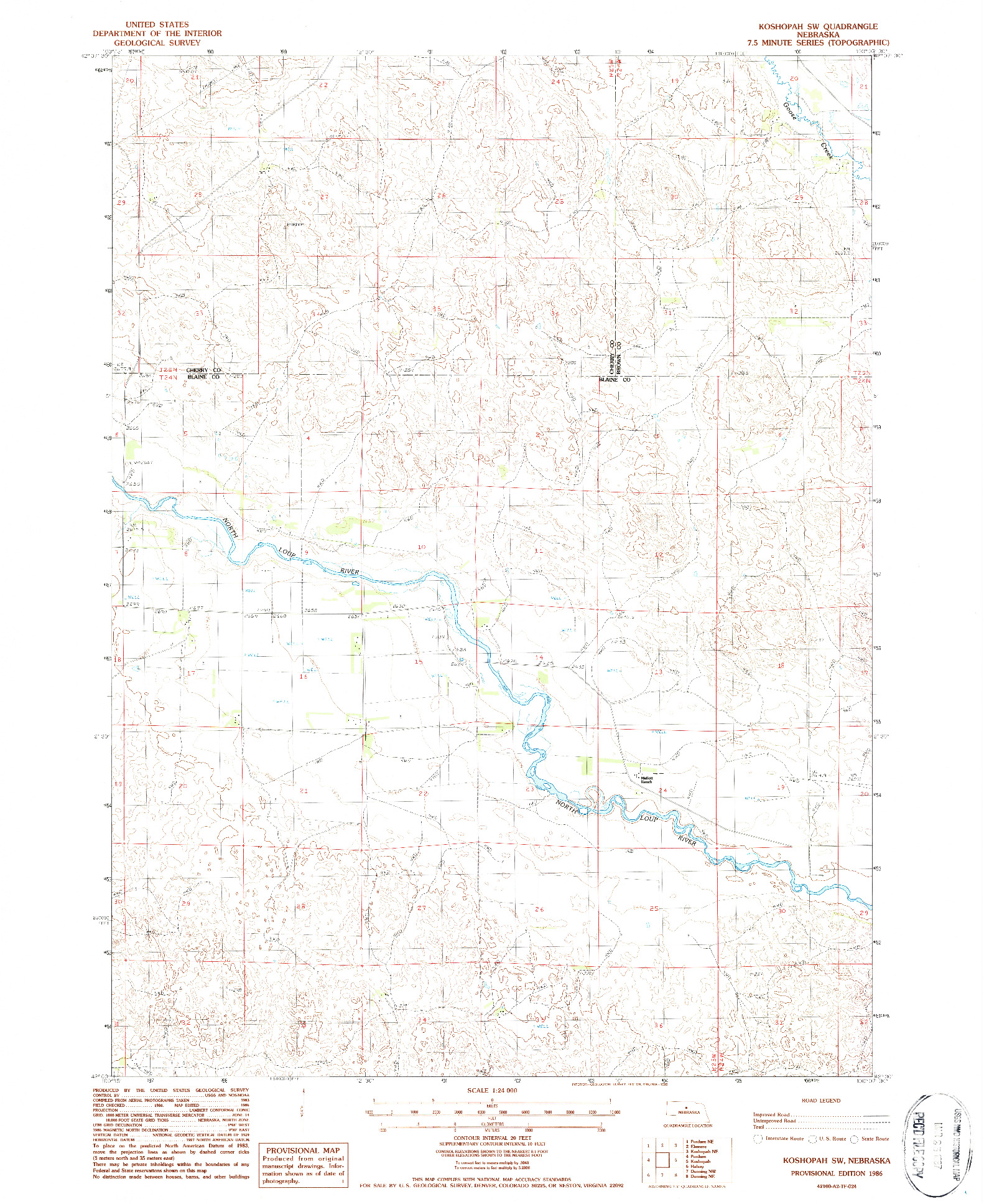 USGS 1:24000-SCALE QUADRANGLE FOR KOSHOPAH SW, NE 1986