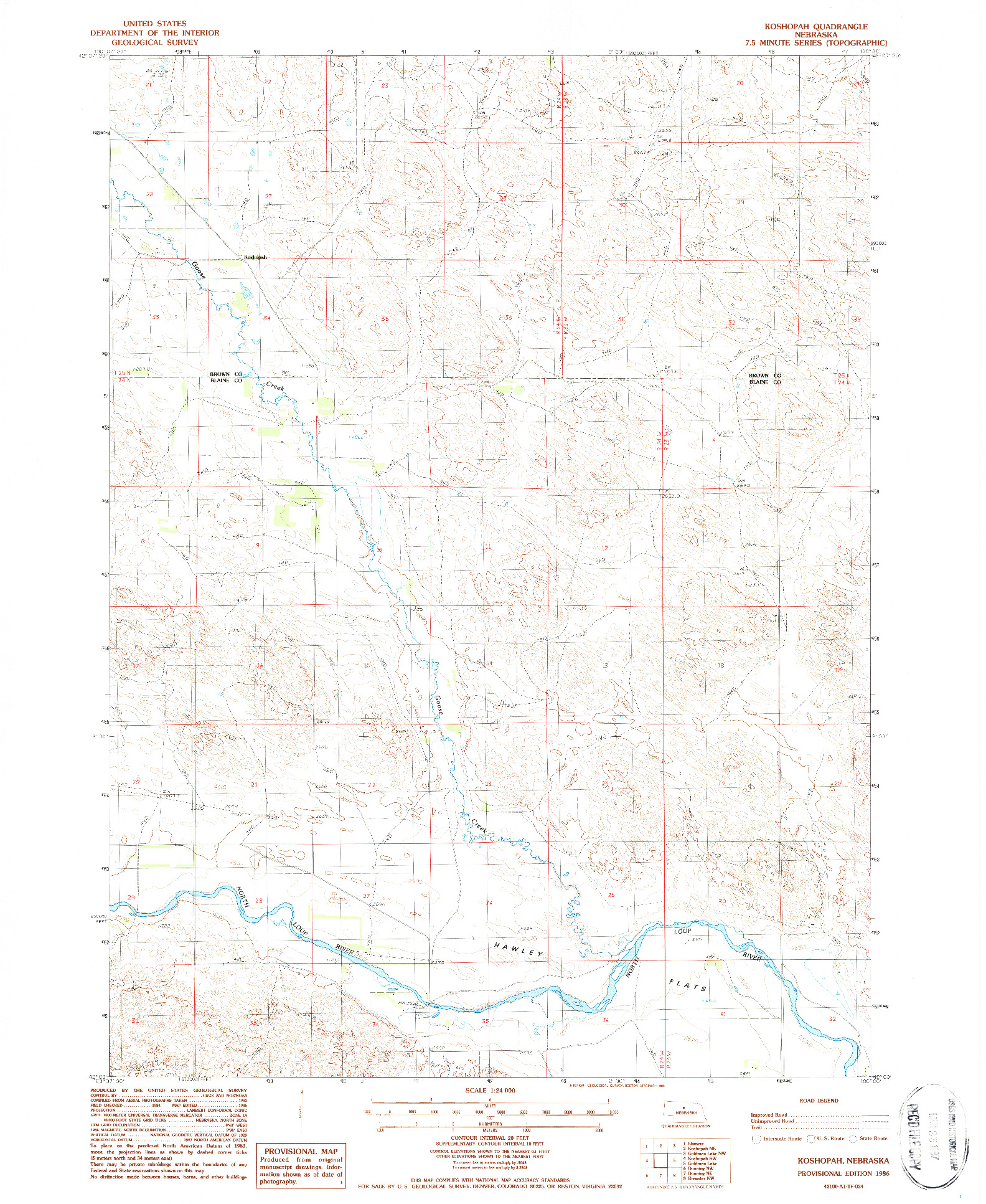 USGS 1:24000-SCALE QUADRANGLE FOR KOSHOPAH, NE 1986