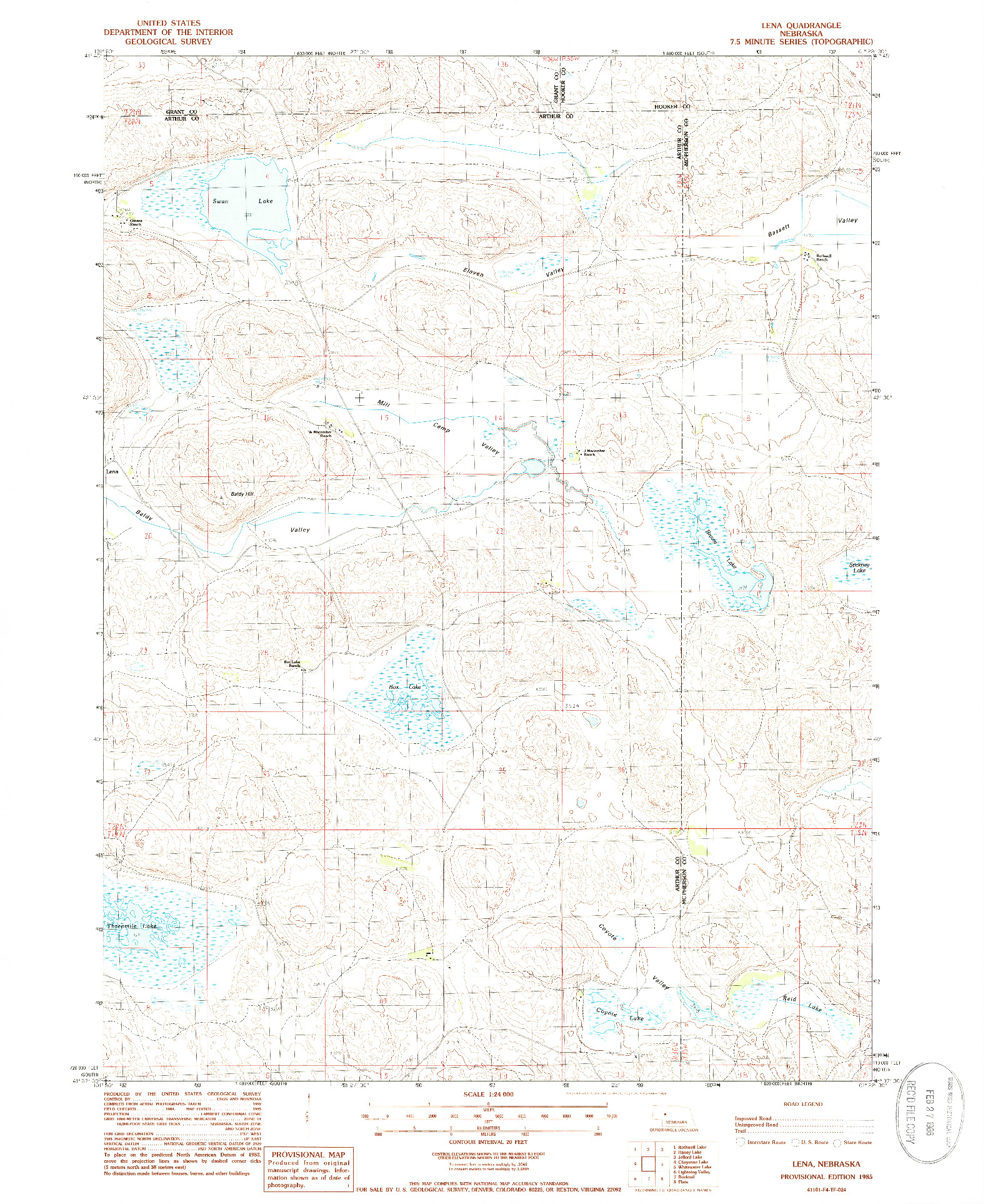 USGS 1:24000-SCALE QUADRANGLE FOR LENA, NE 1985