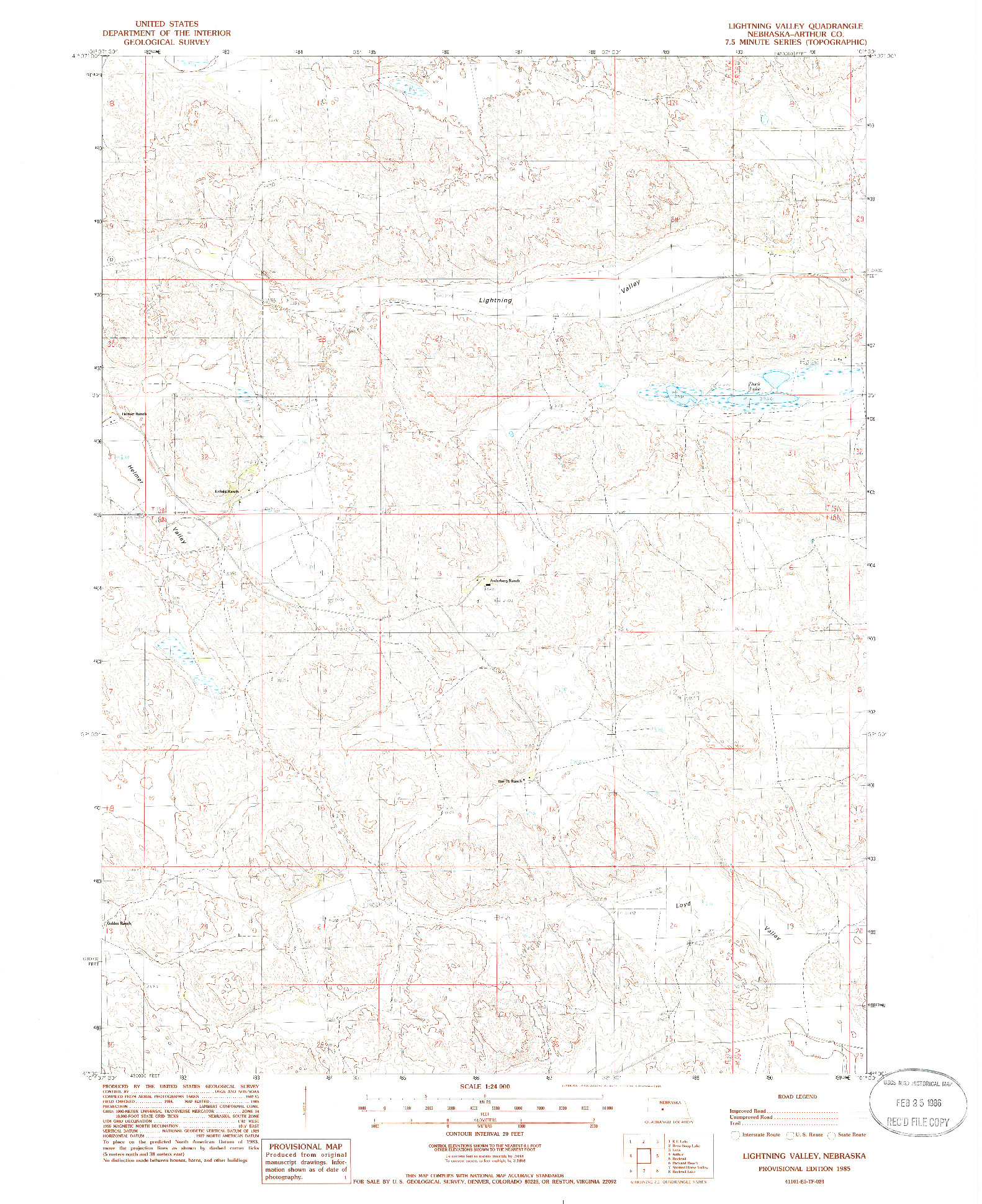 USGS 1:24000-SCALE QUADRANGLE FOR LIGHTNING VALLEY, NE 1985