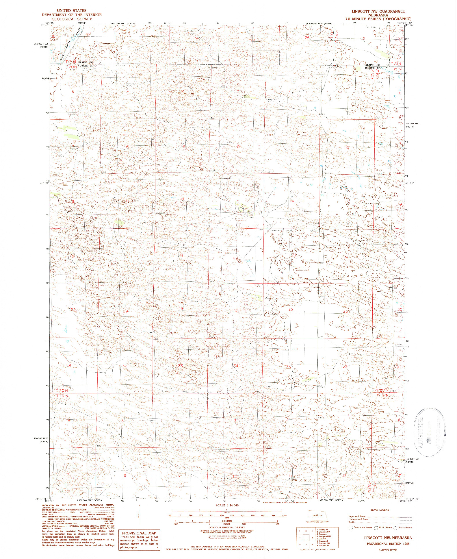 USGS 1:24000-SCALE QUADRANGLE FOR LINSCOTT NW, NE 1986