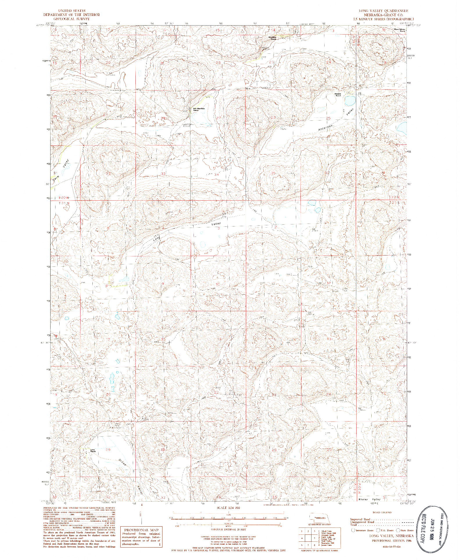 USGS 1:24000-SCALE QUADRANGLE FOR LONG VALLEY, NE 1986