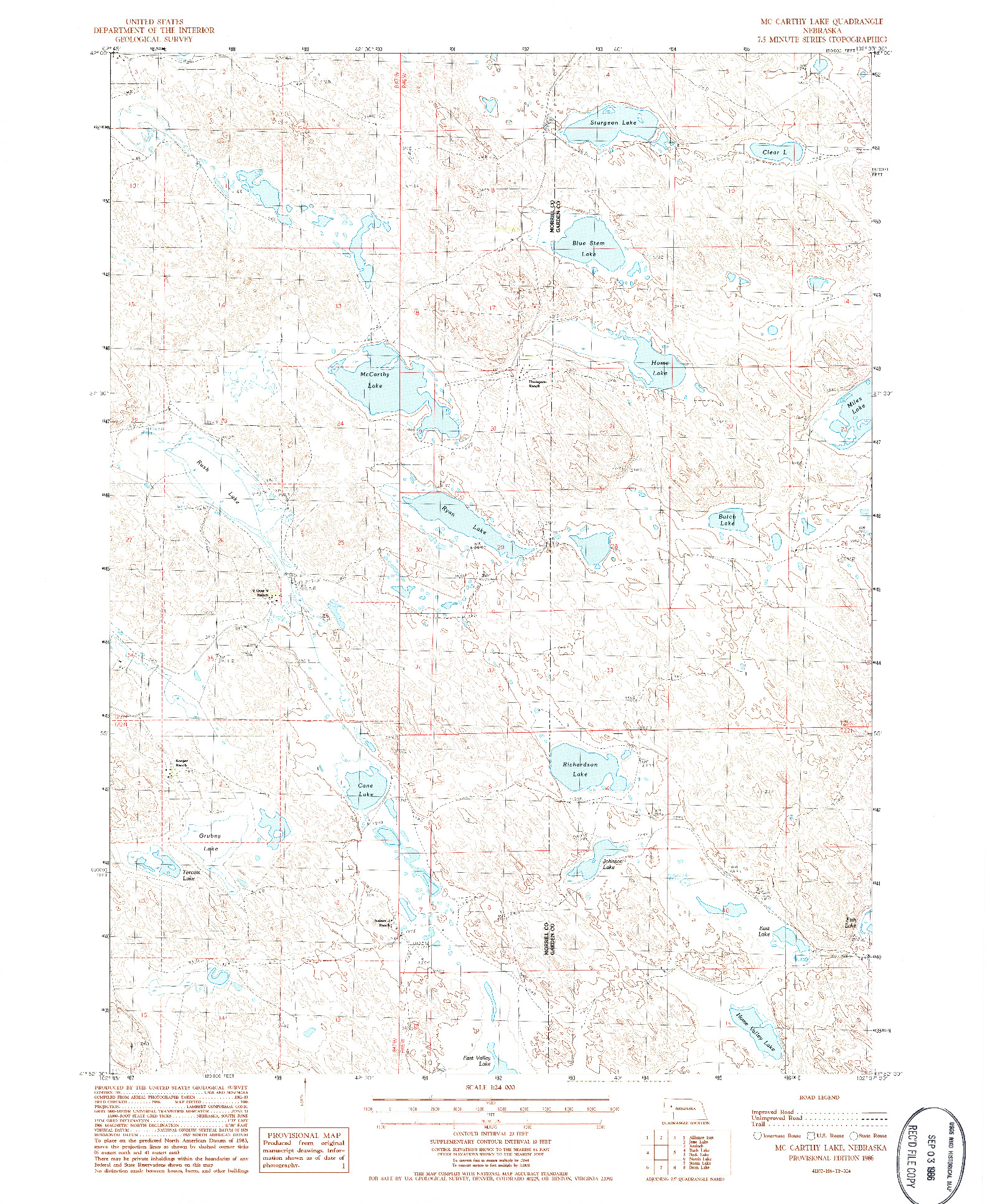 USGS 1:24000-SCALE QUADRANGLE FOR MCCARTHY LAKE, NE 1986