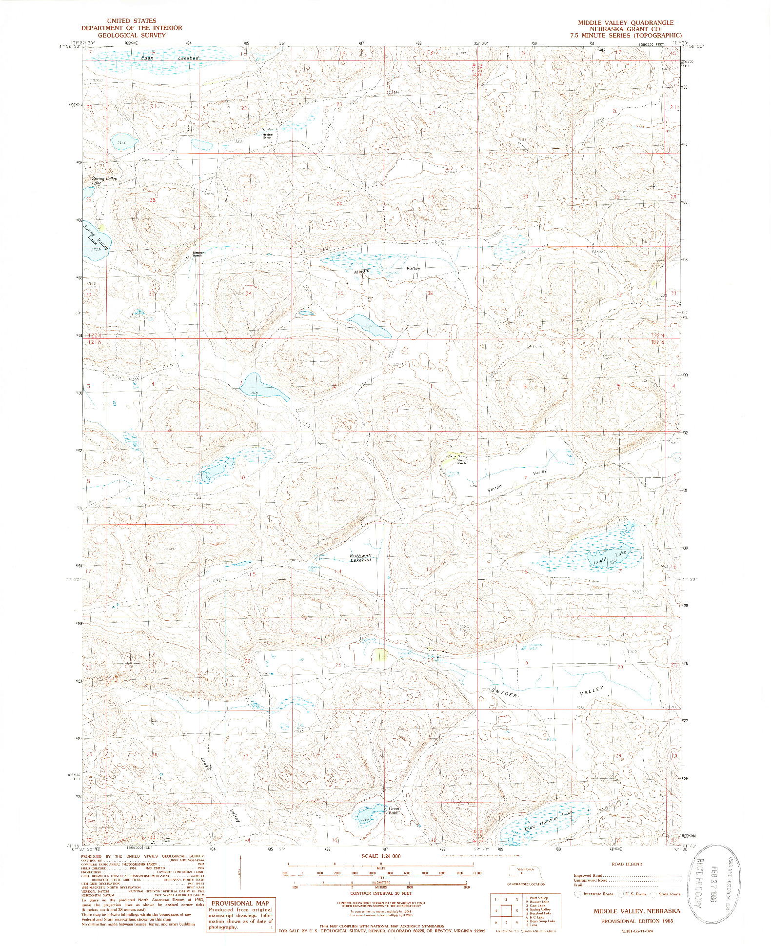 USGS 1:24000-SCALE QUADRANGLE FOR MIDDLE VALLEY, NE 1985