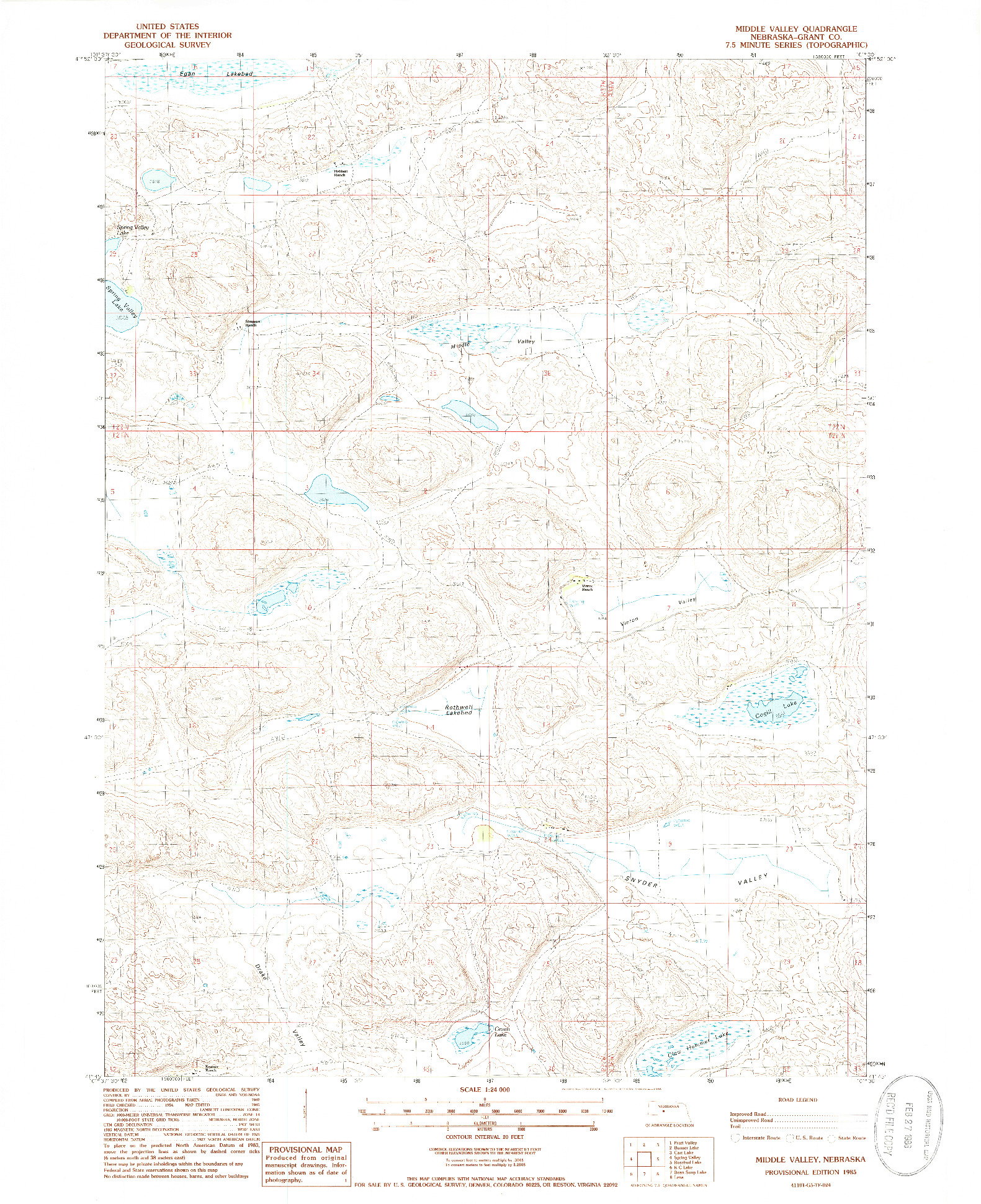 USGS 1:24000-SCALE QUADRANGLE FOR MIDDLE VALLEY, NE 1985