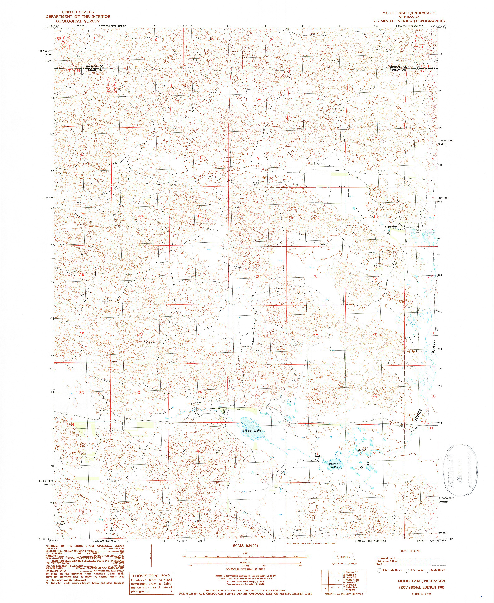 USGS 1:24000-SCALE QUADRANGLE FOR MUDD LAKE, NE 1986