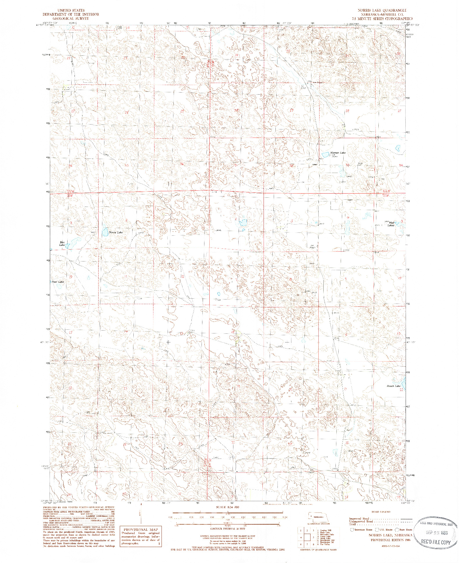 USGS 1:24000-SCALE QUADRANGLE FOR NORRIS LAKE, NE 1986